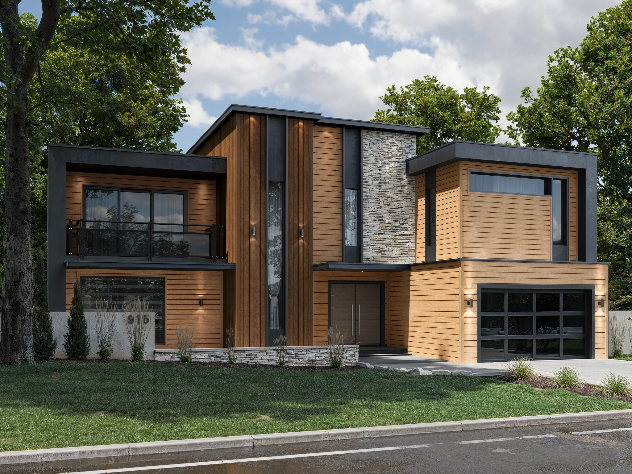 V-Groove (8.25") Maple Wood Wall Cladding visualization by St-Laurent