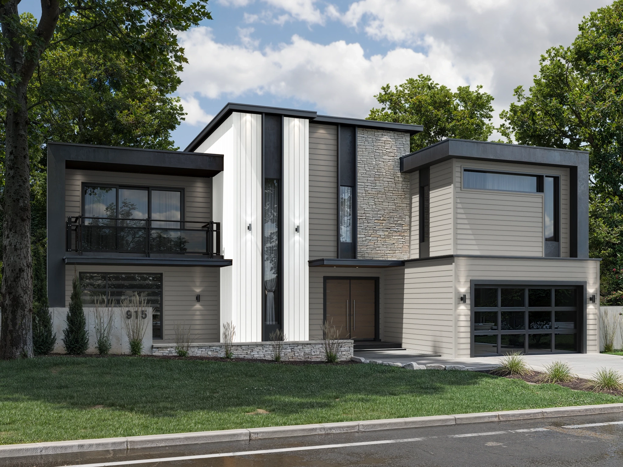 Lap Siding (8.25") Cinder Grey Wall Cladding visualization by St-Laurent