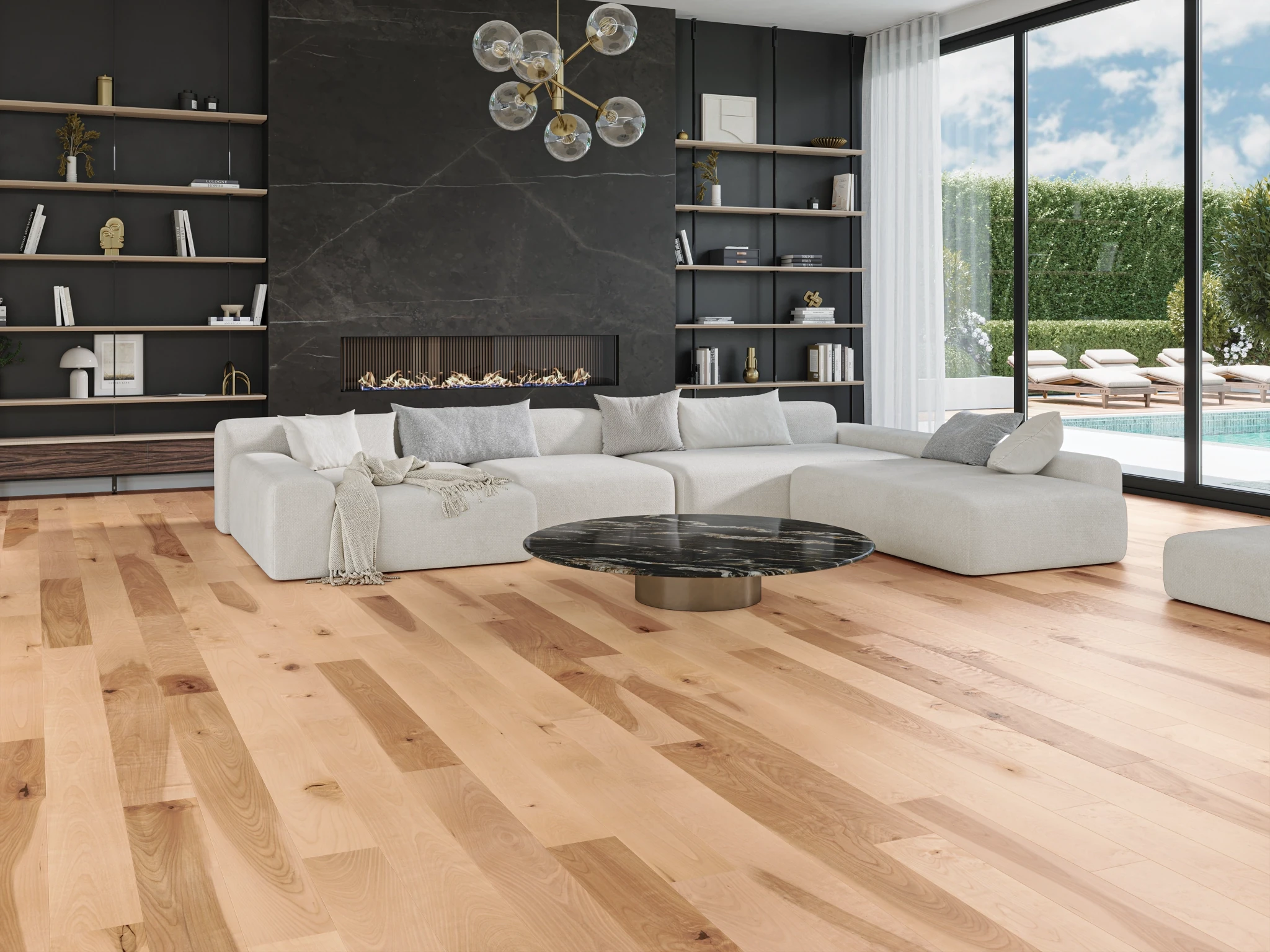 Visualisation de Merisier Natural Caractère Lisse Satin Revêtement de sol par Alexandra Hardwood Flooring