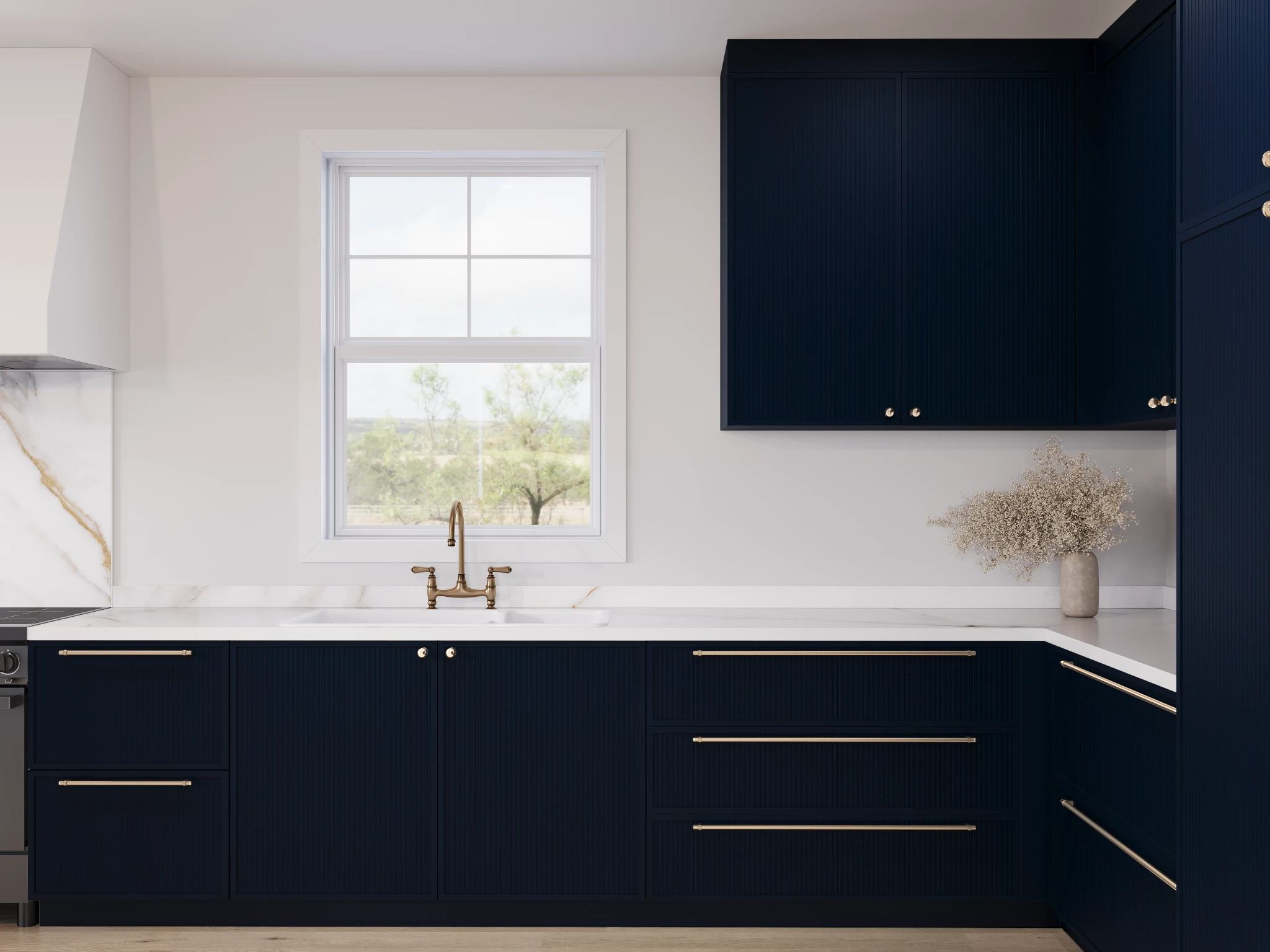 3D Elevation (3D06 model) Santorini Blue 1071 Cabinets visualization by Sublime
