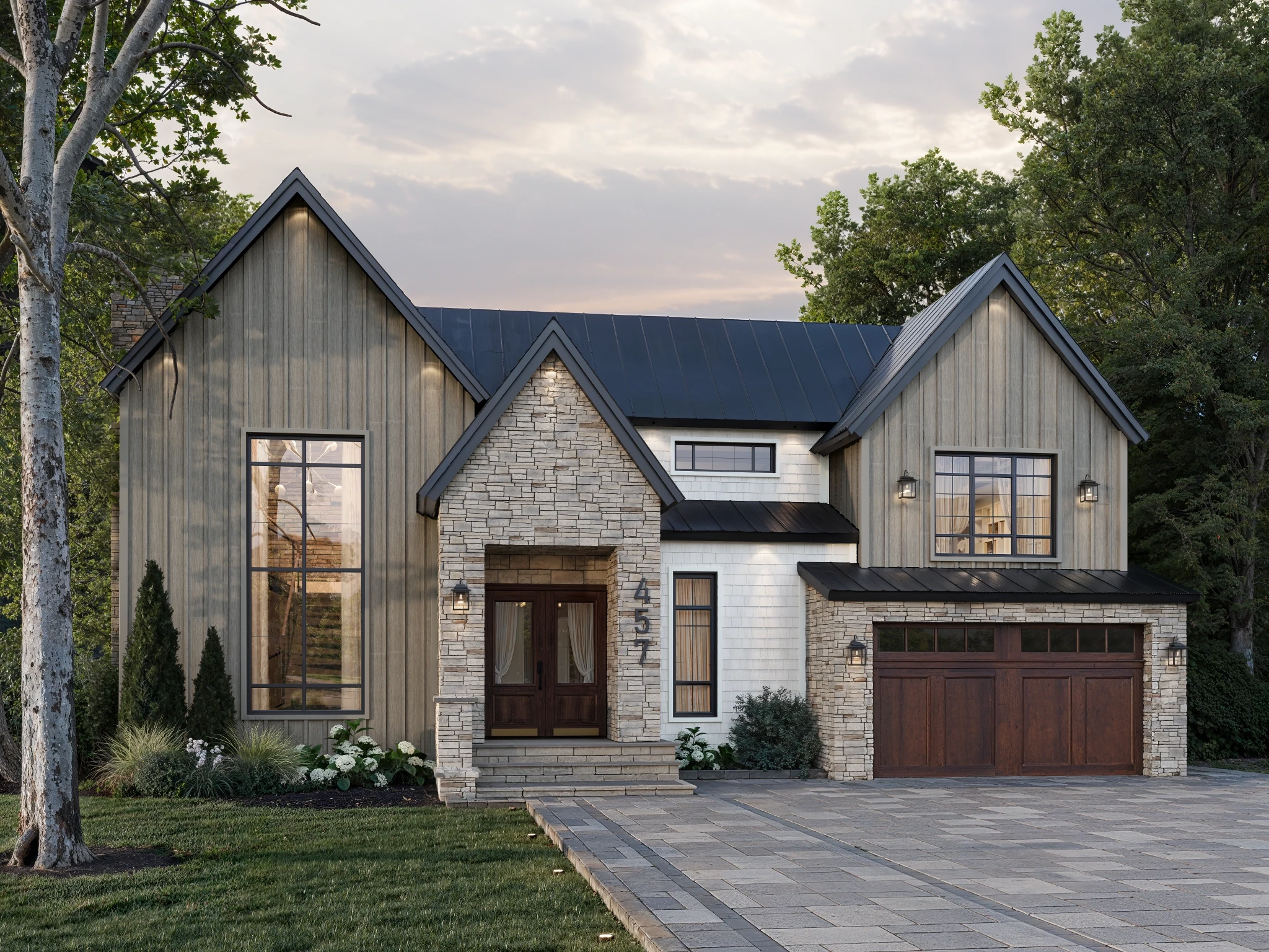 Fiber Cement Board and Batten Birch Wall Cladding visualization by St-Laurent