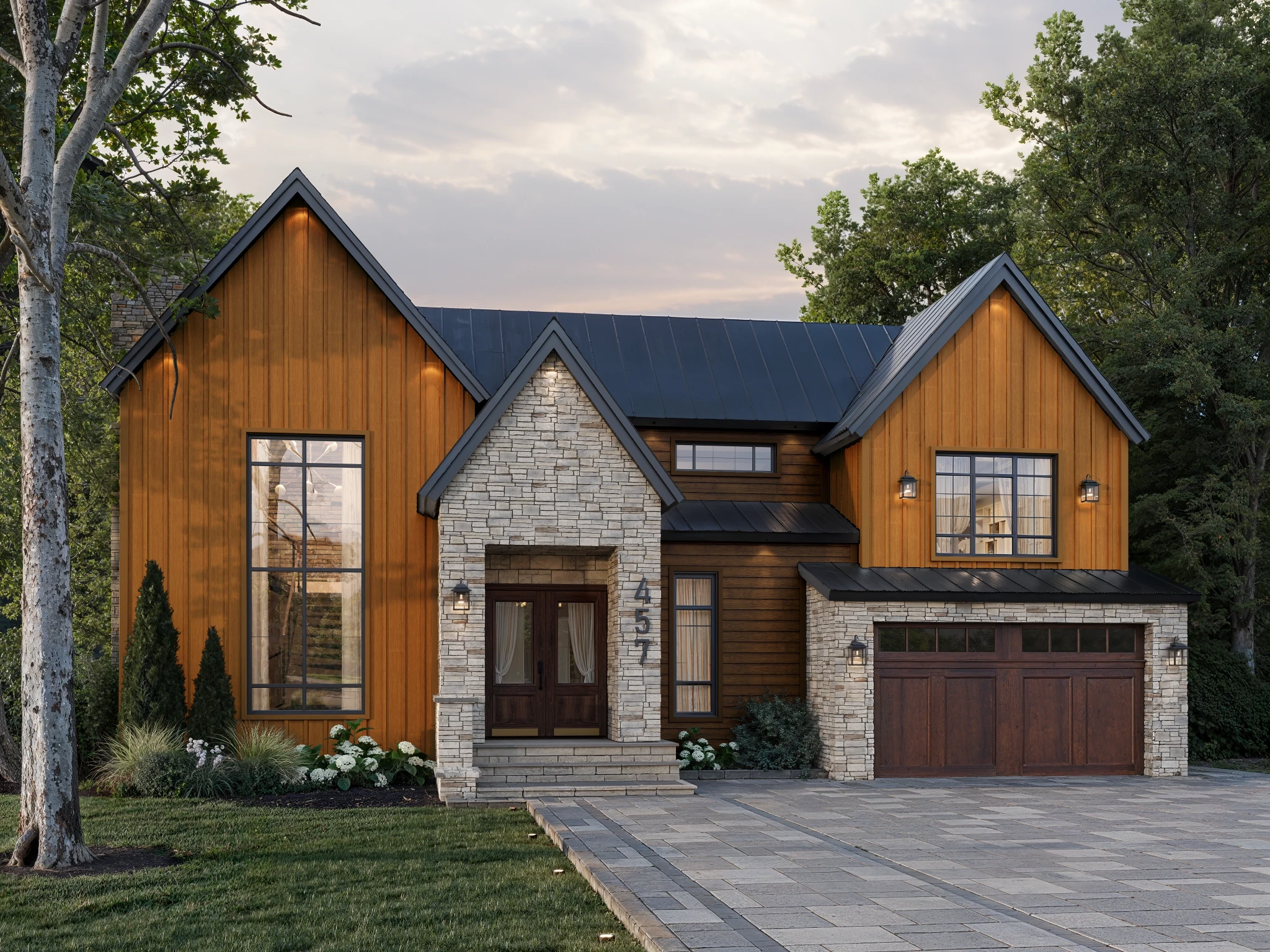 Fiber Cement Board and Batten Ipe Board & Batten visualization by St-Laurent