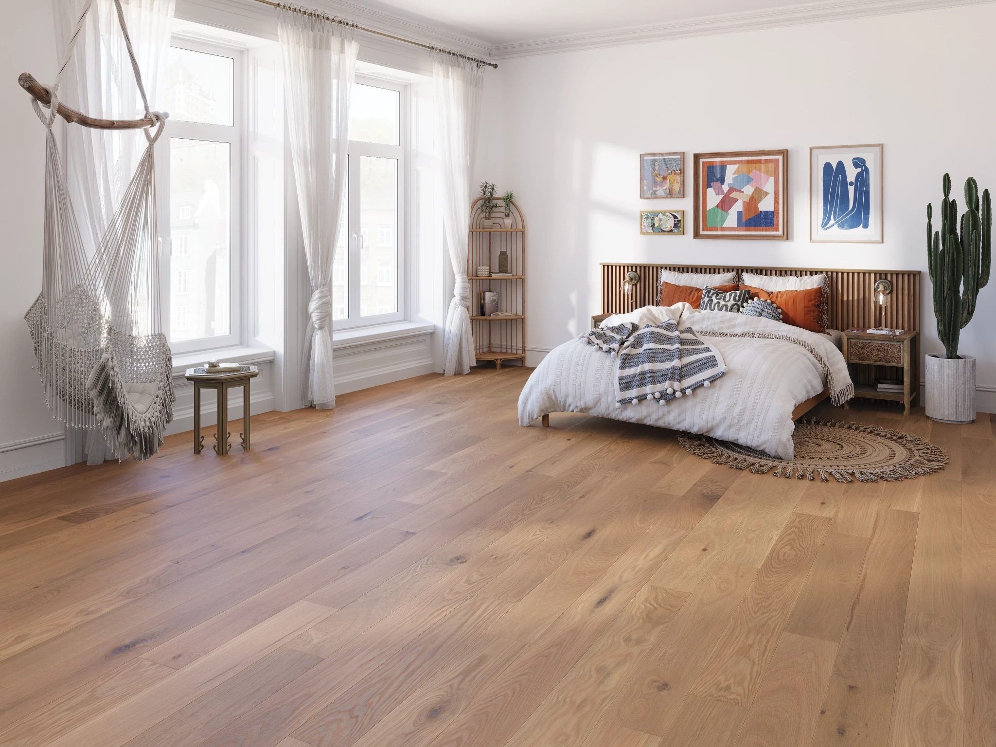 Visualisation de Chêne Blanc Wheat Caractère Brossé Mat Revêtement de sol par Alexandra Hardwood Flooring