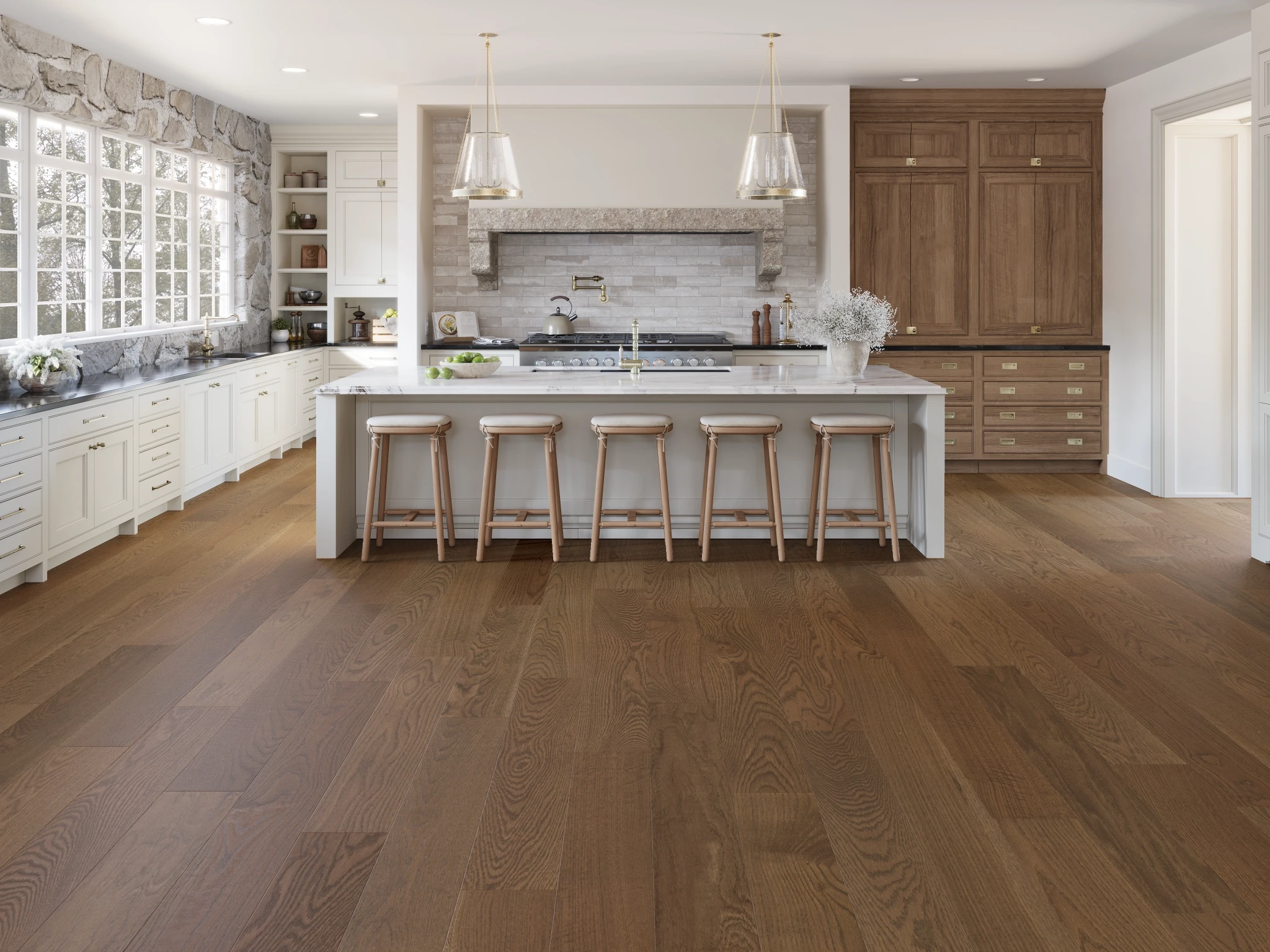 White Oak Ginger Select Brushed Matte Wood Floor Flooring visualization by Alexandra Hardwood Flooring