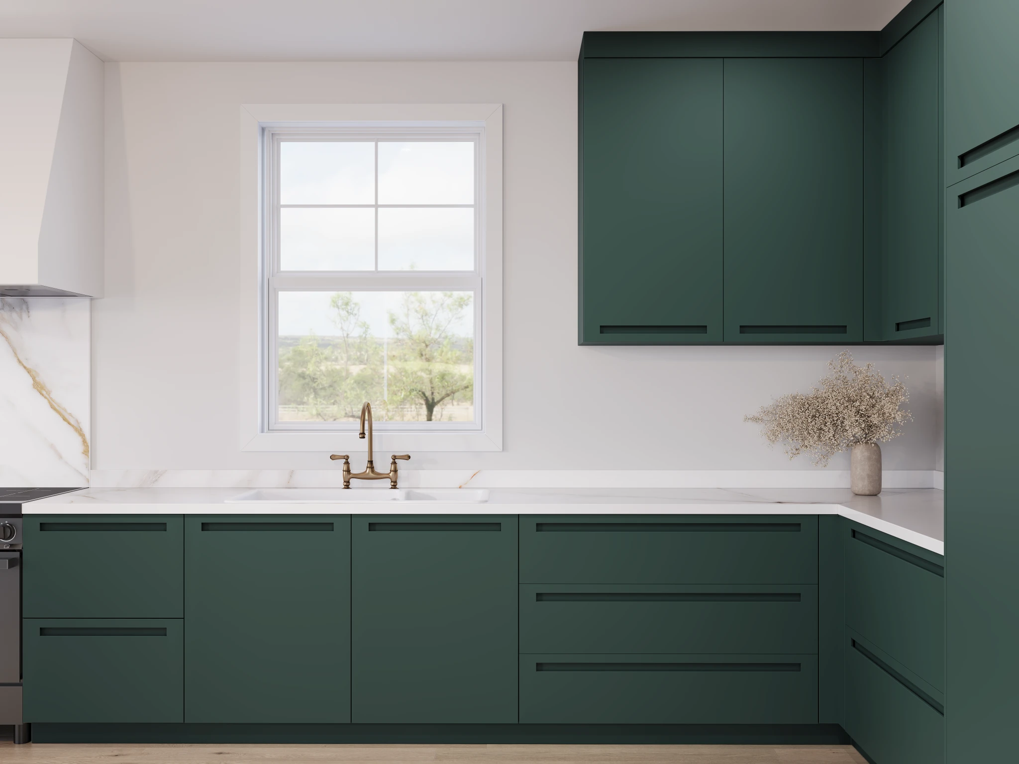 Supramat Antibacterial 3027 Forest Green Laminate Cabinets visualization by Sublime