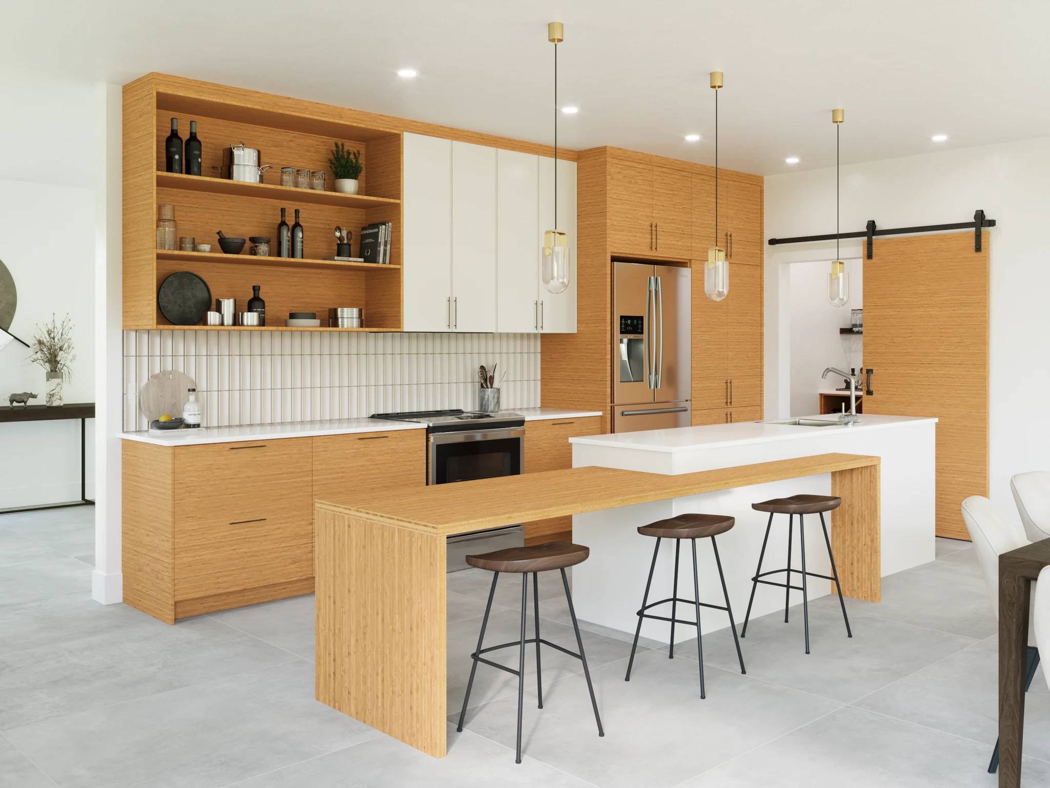 Visualisation de BamBüPly® - Panneau de Bambou Vertical Ambré Revêtement mural par Bamboo Design