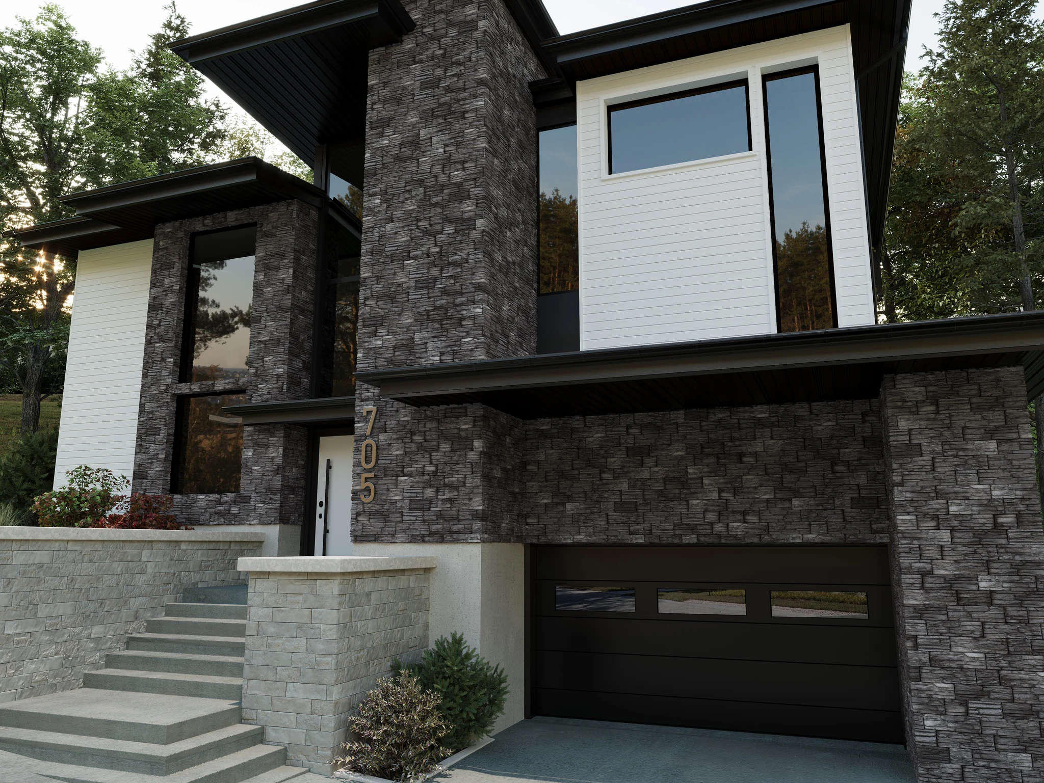 Maibec Acenta Anna-Charcoal Wall Cladding visualization by Maibec