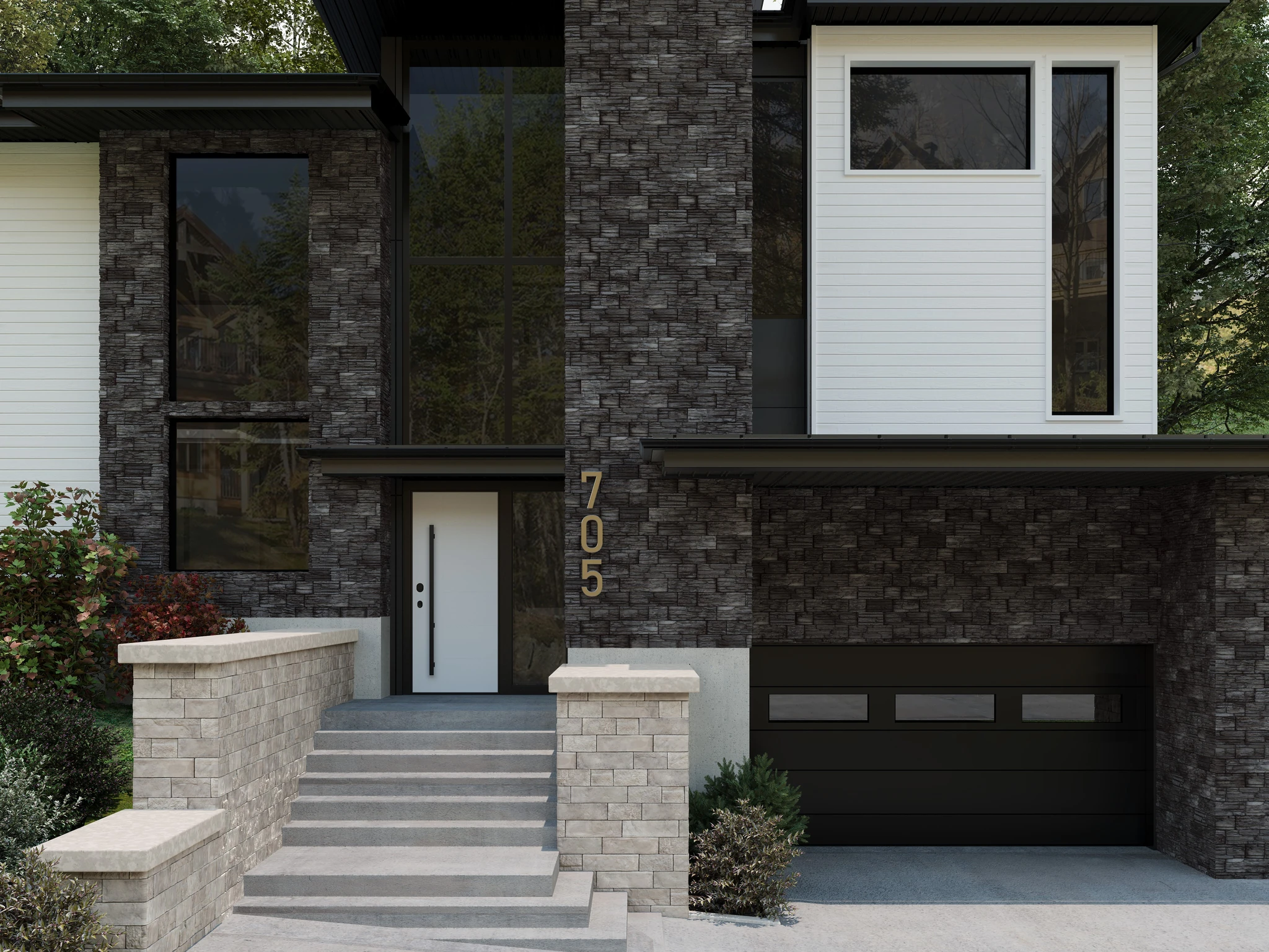 Maibec Acenta Anna-Charcoal Wall Cladding visualization by Maibec