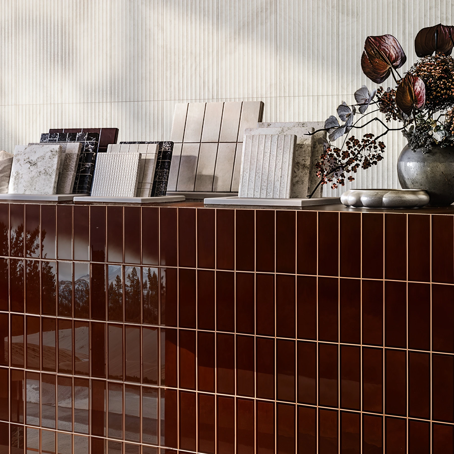 Amarcord Mogano Porcelain Tile (2x6) Interior Wall Cladding visualization by Arta Ceramic