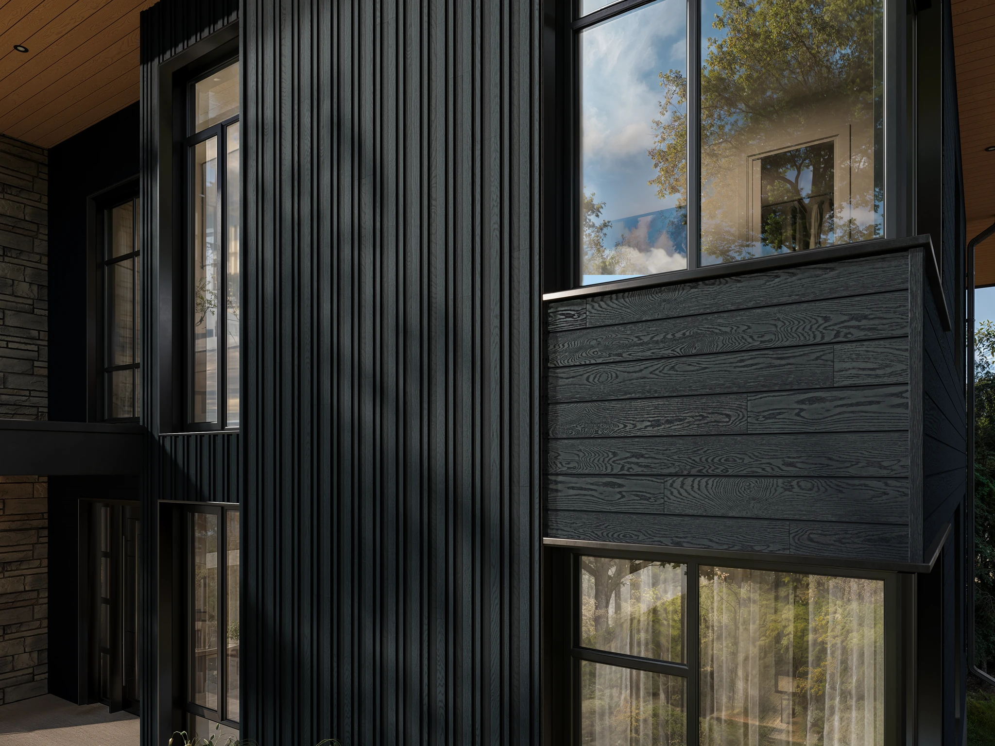 Envello Board & Batten+ Anthracite Composite Siding Exterior Wall Cladding visualization by Millboard