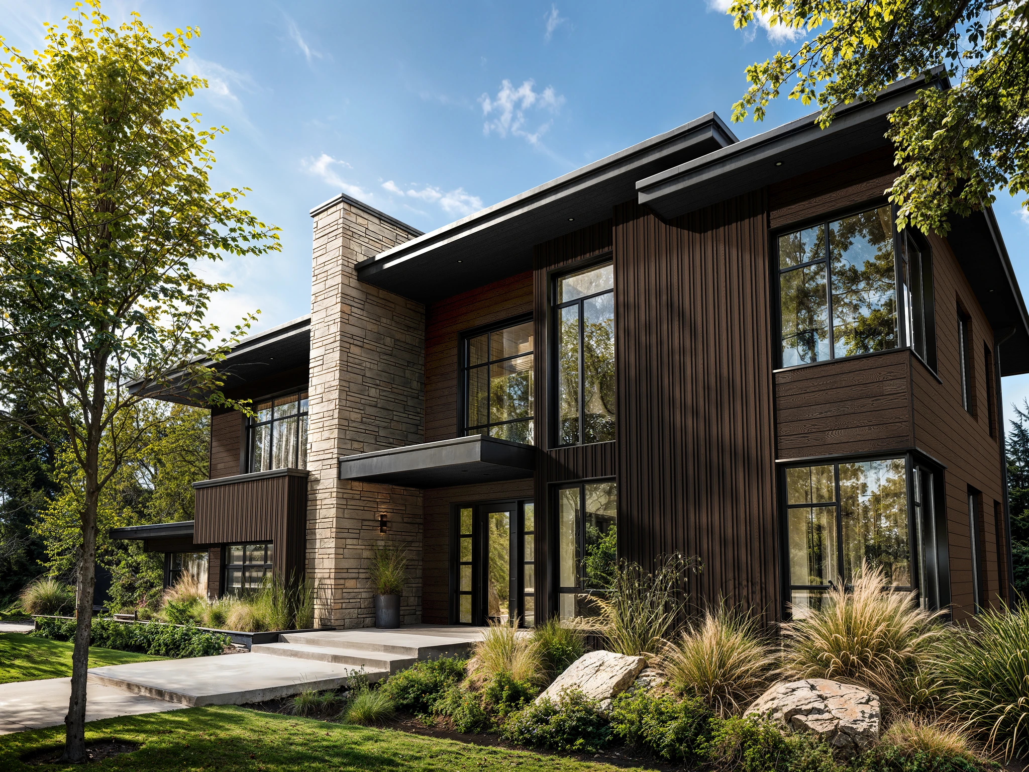 Envello Board & Batten+ Antique Oak Composite Siding Exterior Wall Cladding visualization by Millboard