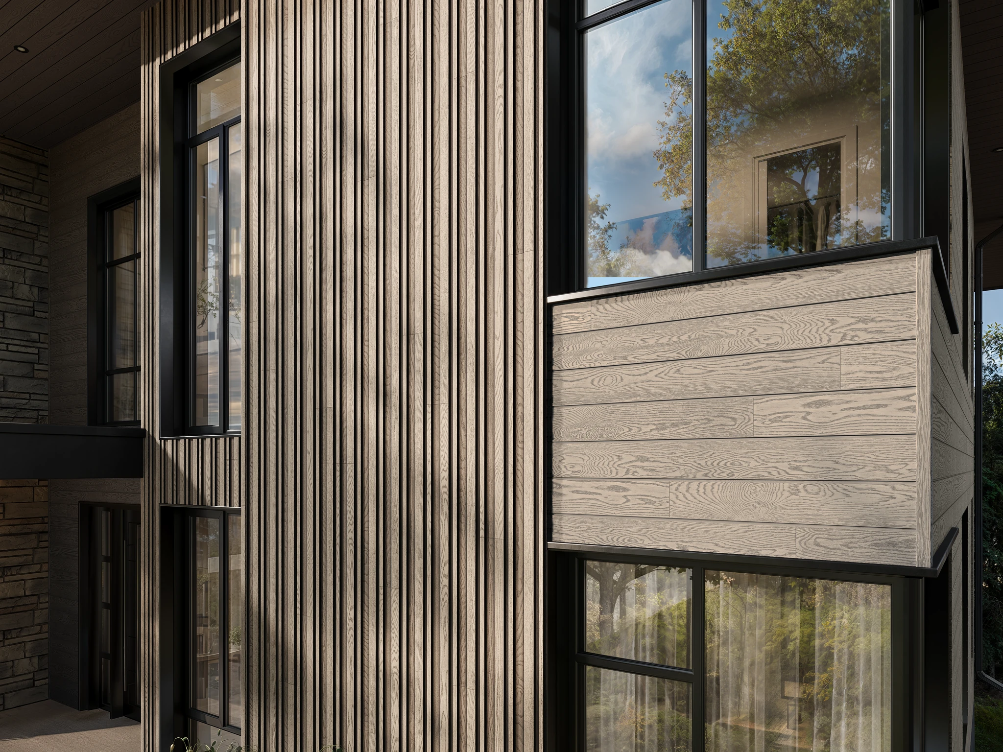 Envello Board & Batten+ Ashwood Composite Siding Exterior Wall Cladding visualization by Millboard