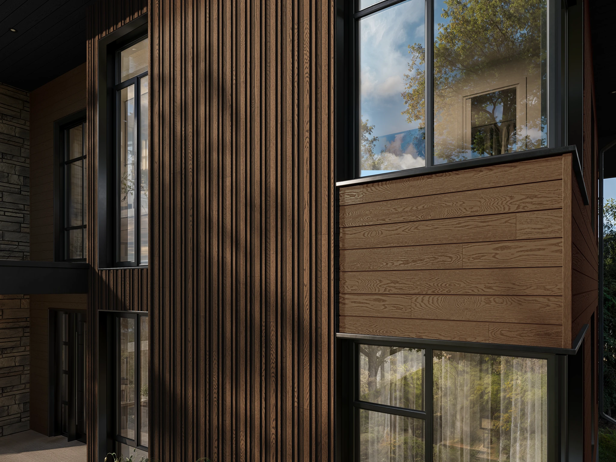 Visualisation de Envello Shadow Line+ Coppered Oak Revêtement mural extérieur par Millboard