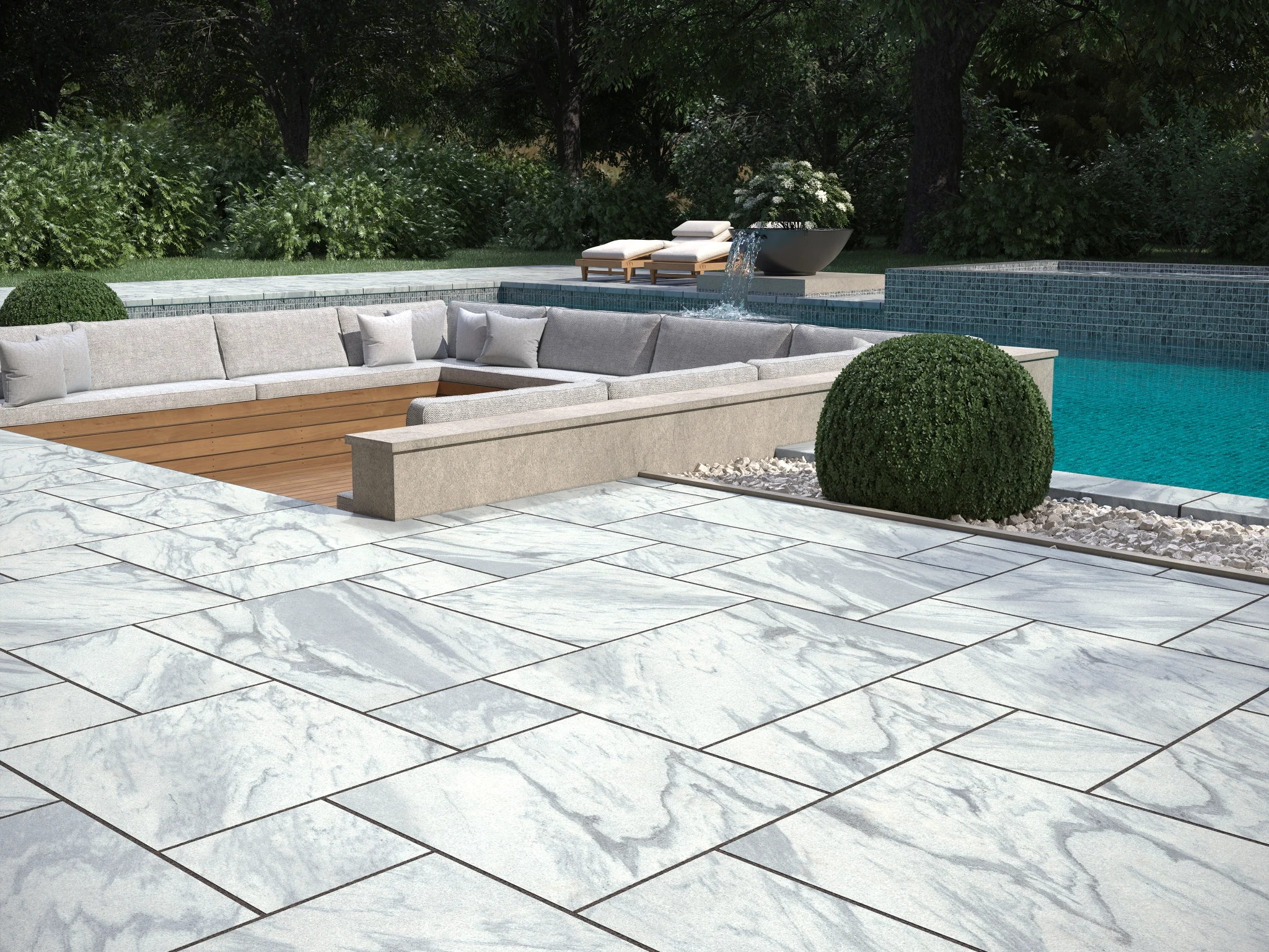 GEORGIA MARBLE™ ‐ PEARL GREY Biltmore Pattern Stone Paver Outdoor Flooring visualization by Polycor