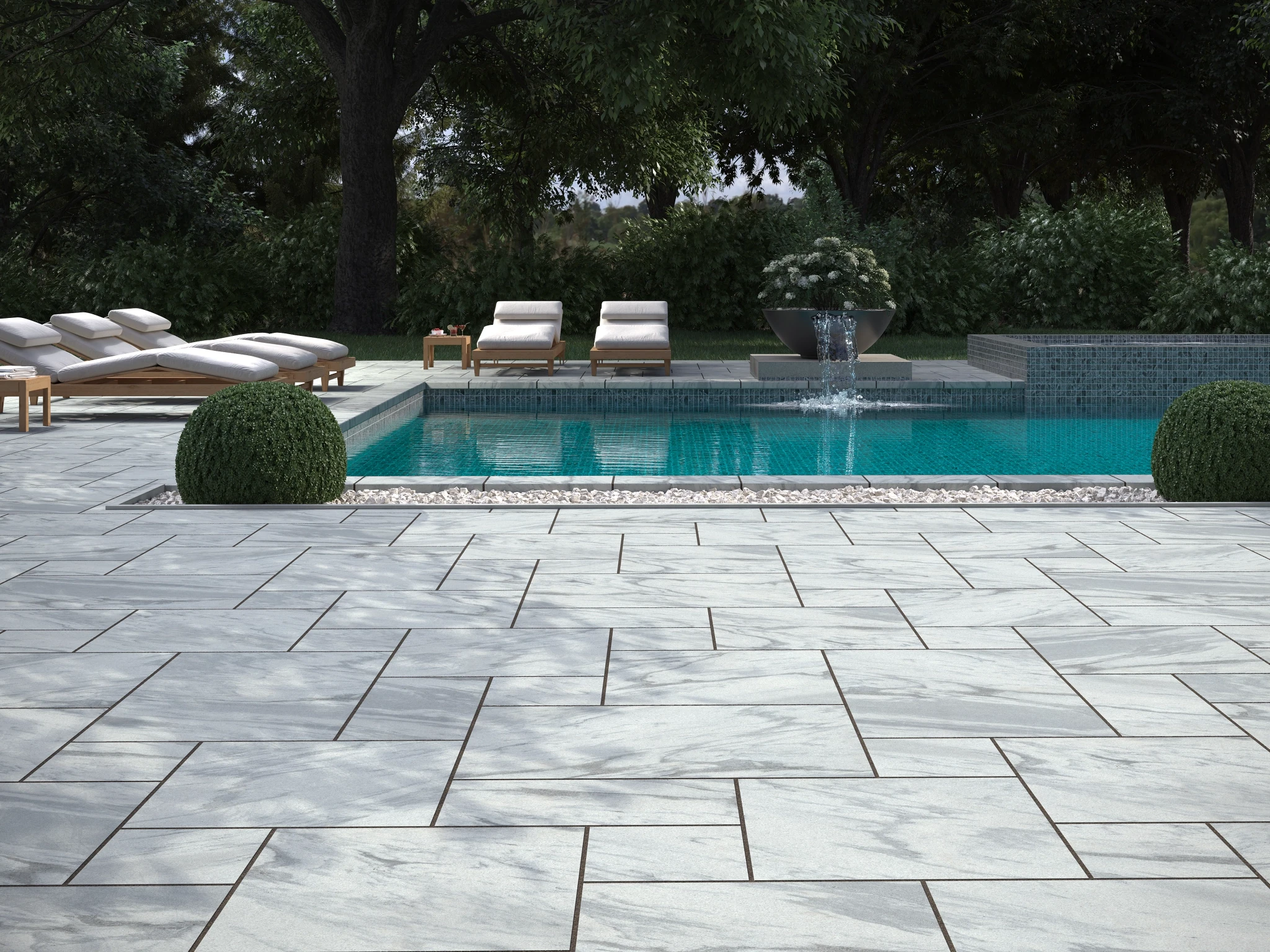 GEORGIA MARBLE™ ‐ PEARL GREY Biltmore Pattern Stone Paver Outdoor Flooring visualization by Polycor