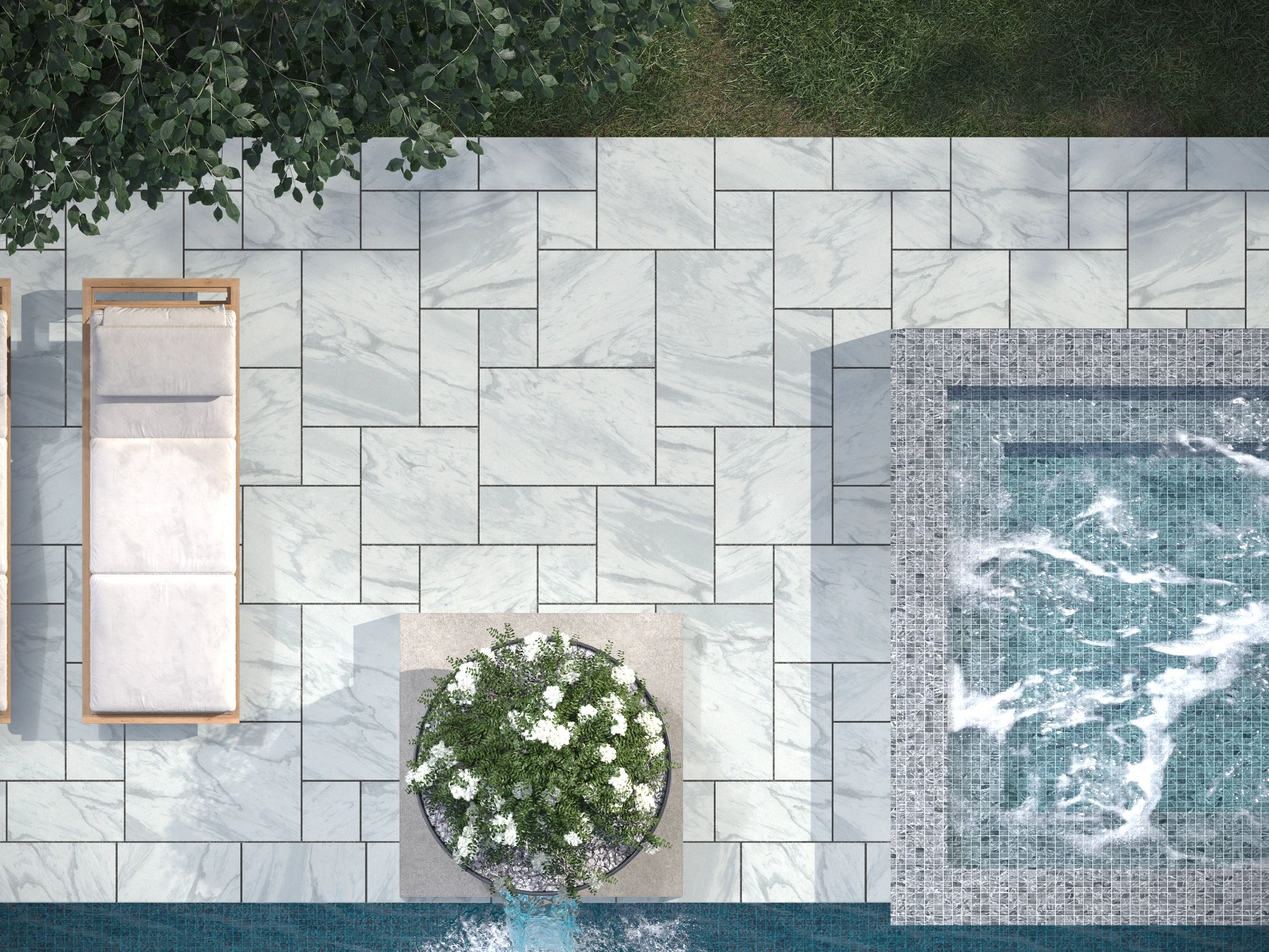 GEORGIA MARBLE™ ‐ PEARL GREY Biltmore Pattern Stone Paver Outdoor Flooring visualization by Polycor