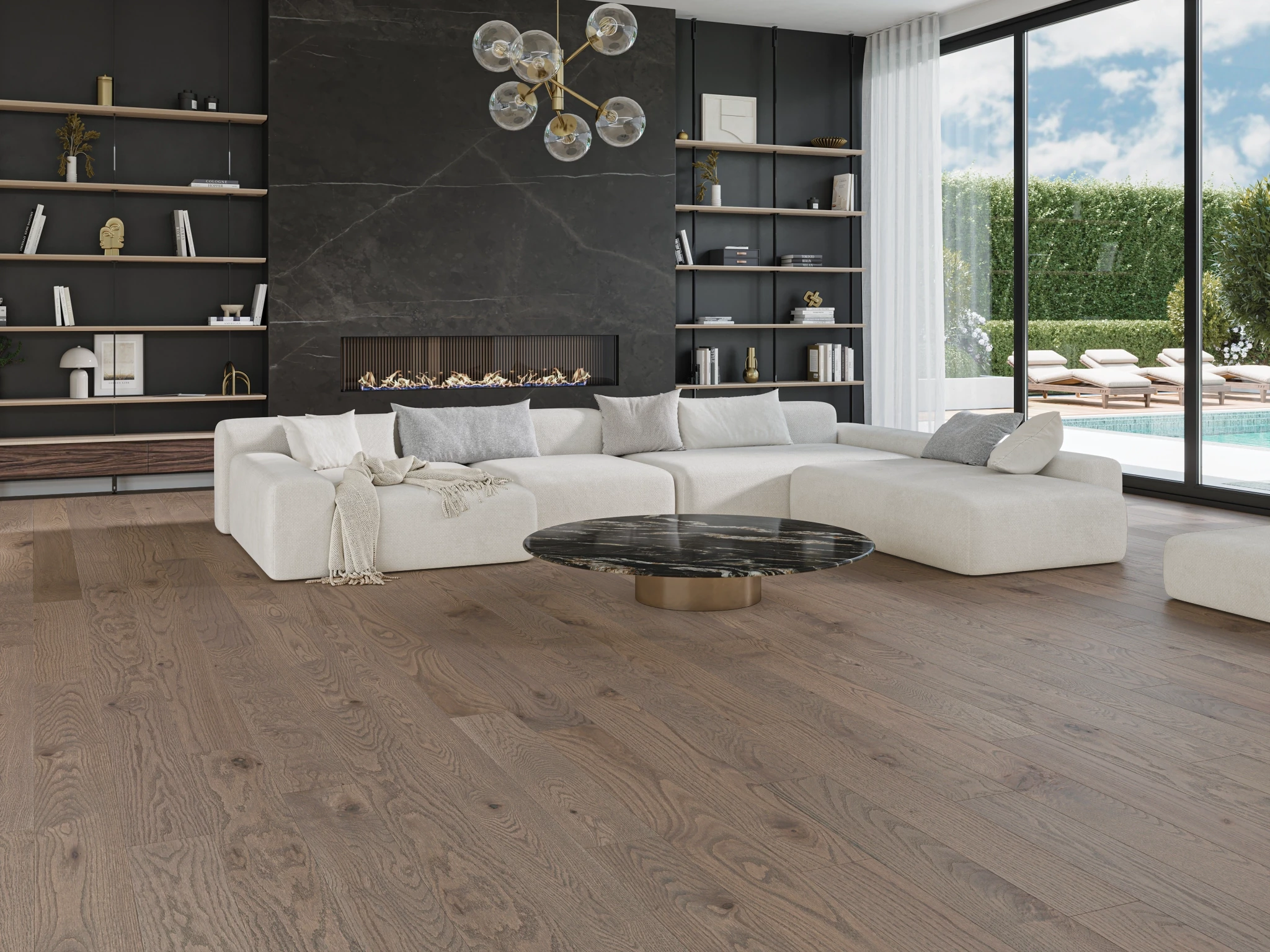 Visualisation de Chêne Skyline Caractère Lisse Satin Revêtement de sol par Alexandra Hardwood Flooring