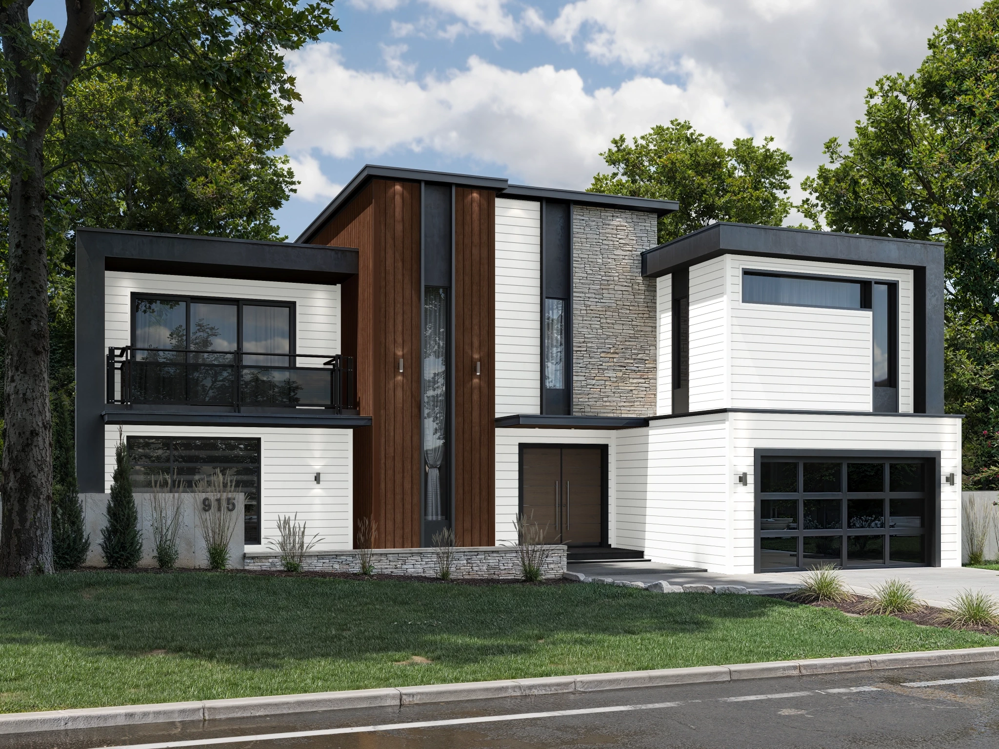 V-Groove (8.25") White Wall Cladding visualization by St-Laurent