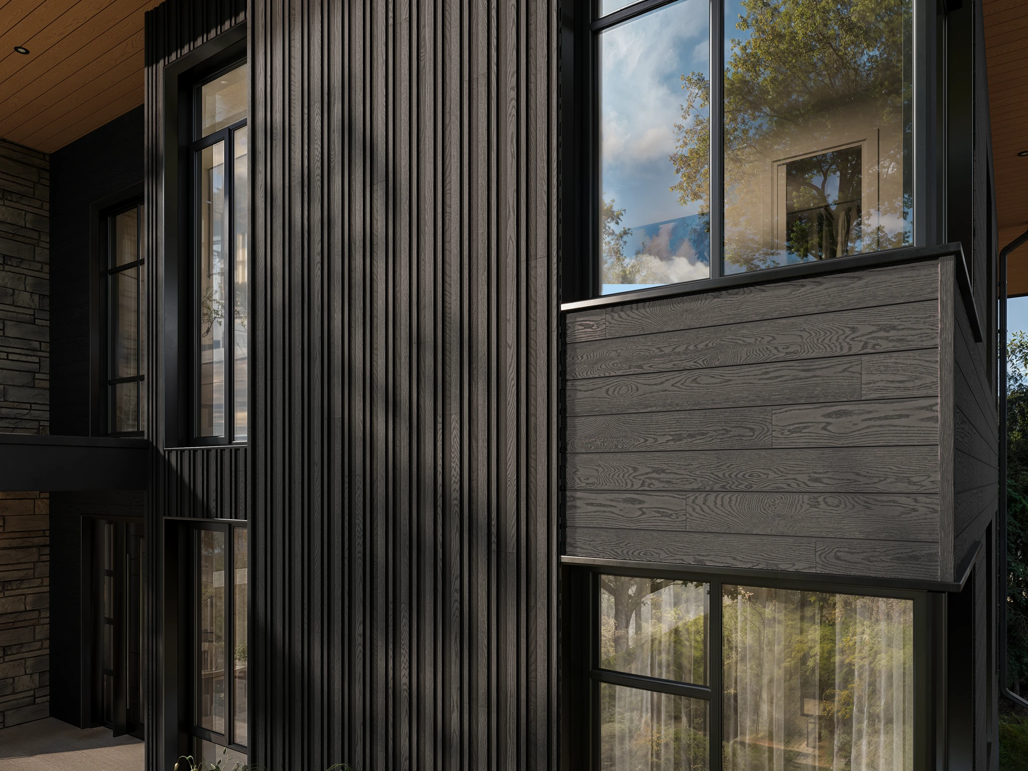 Envello Board & Batten+ Ebony Grey Composite Siding Exterior Wall Cladding visualization by Millboard
