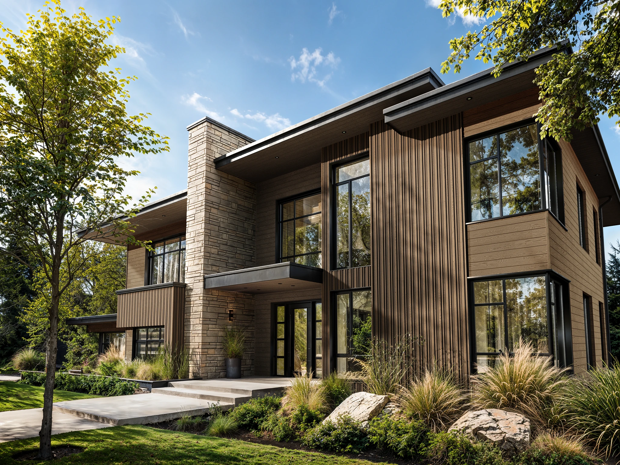 Envello Board & Batten+ Golden Oak Composite Siding Exterior Wall Cladding visualization by Millboard
