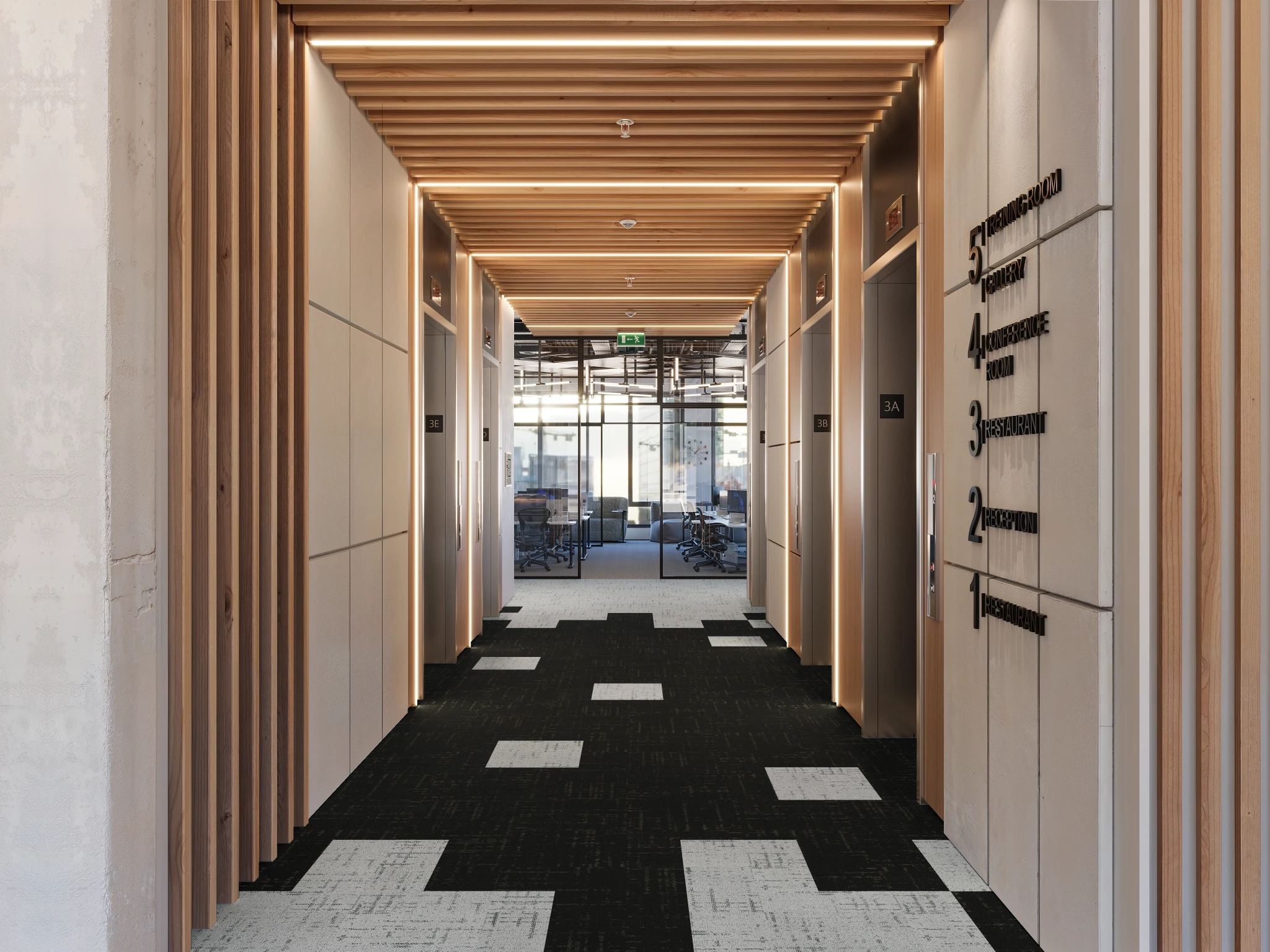 Celeste 40261 Chaos 75233 Modular Carpet Flooring visualization by Venture Carpets