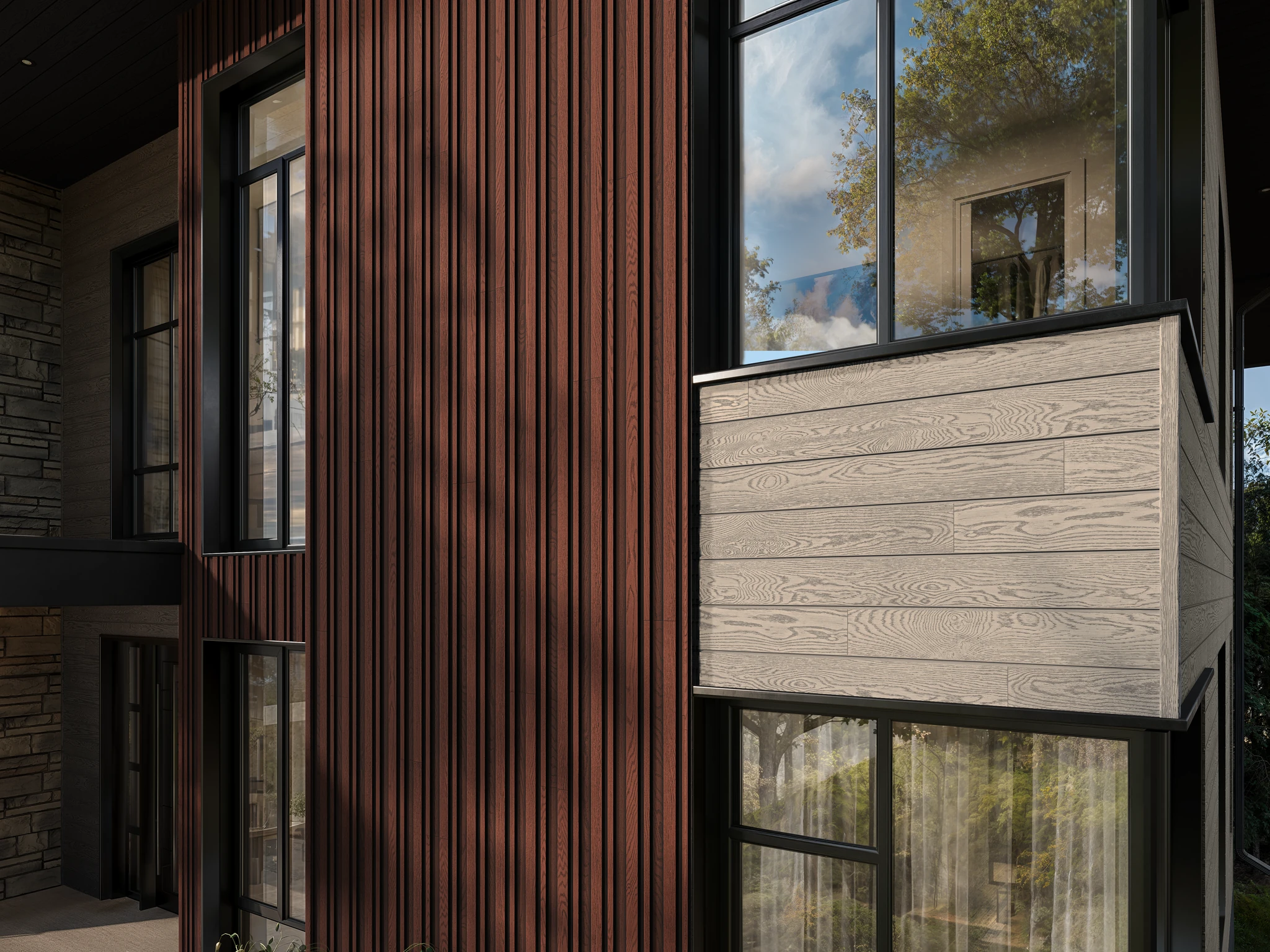 Visualisation de Envello Board & Batten+ Jarrah Revêtement mural extérieur par Millboard