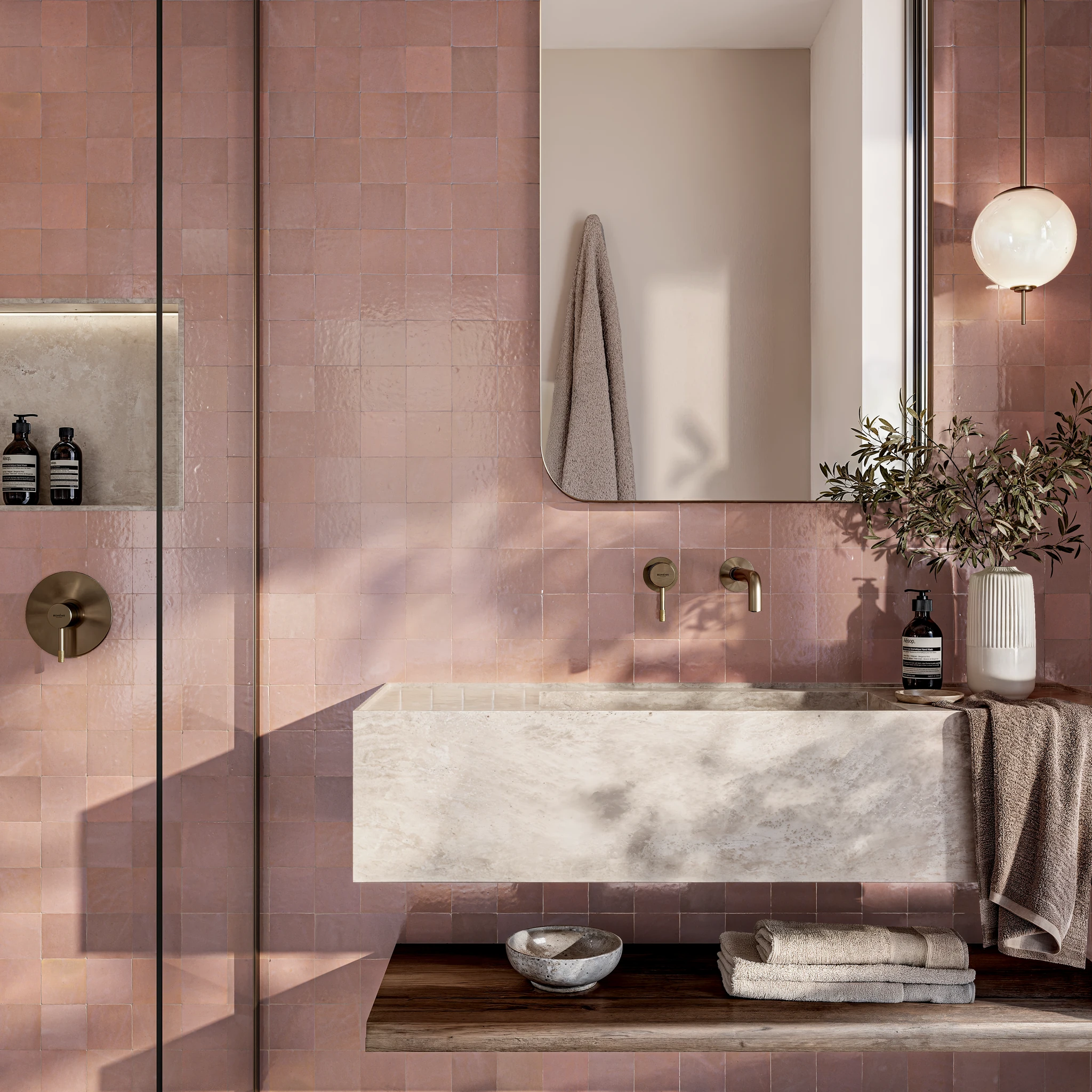Casablanca Antique Rose 4x4 Terracotta Tile Interior Wall Cladding visualization by Ceragres