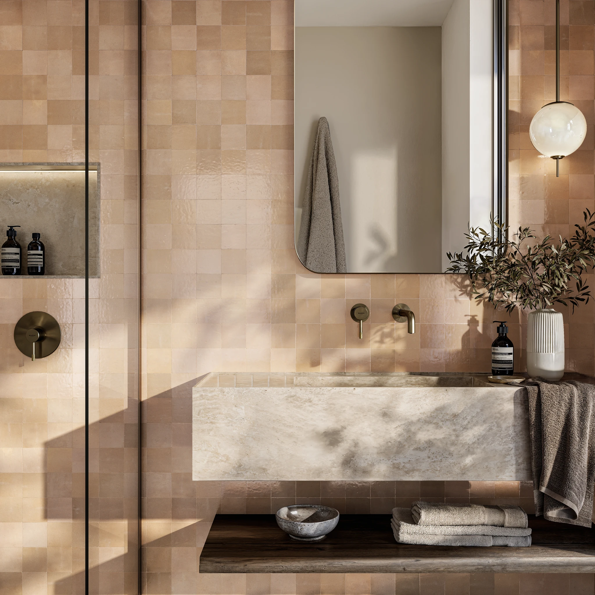 Casablanca Natural 4x4 Terracotta Tile Interior Wall Cladding visualization by Ceragres