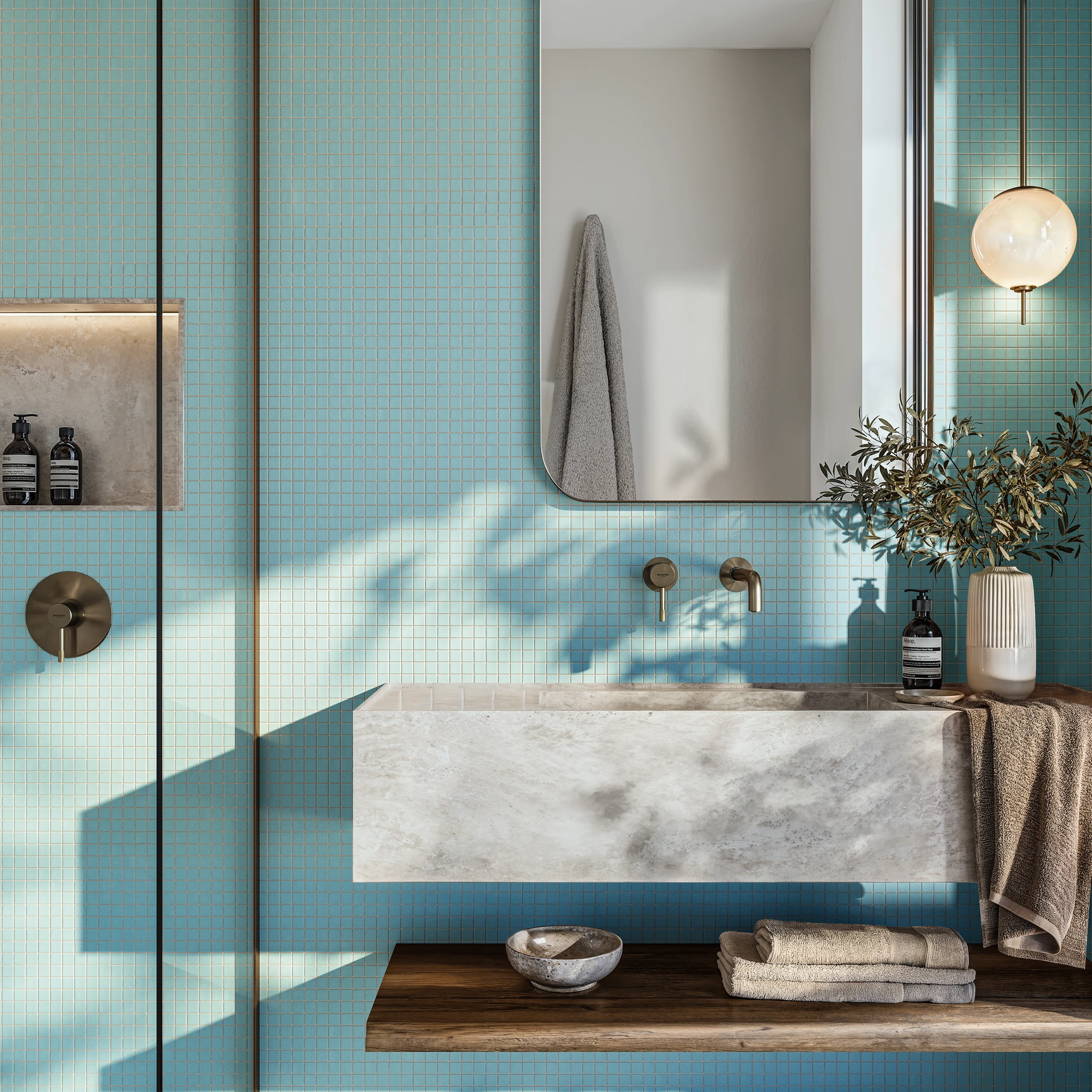 Cubix Blue 1x1 Porcelain Tile Indoor Flooring visualization by Ceragres