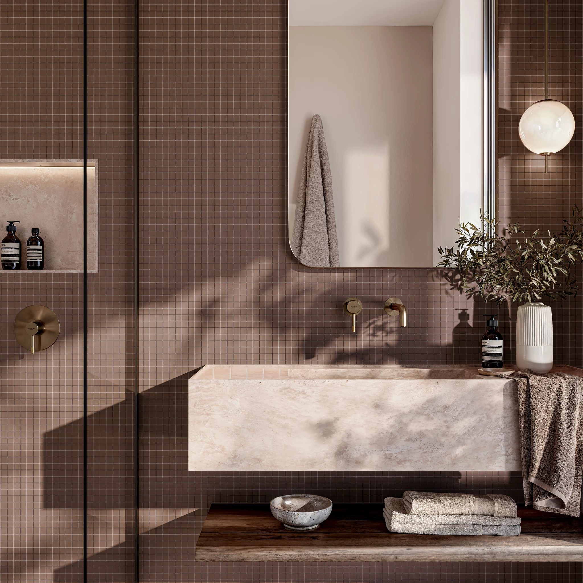 Cubix Brown 1x1 Porcelain Tile Indoor Flooring visualization by Ceragres