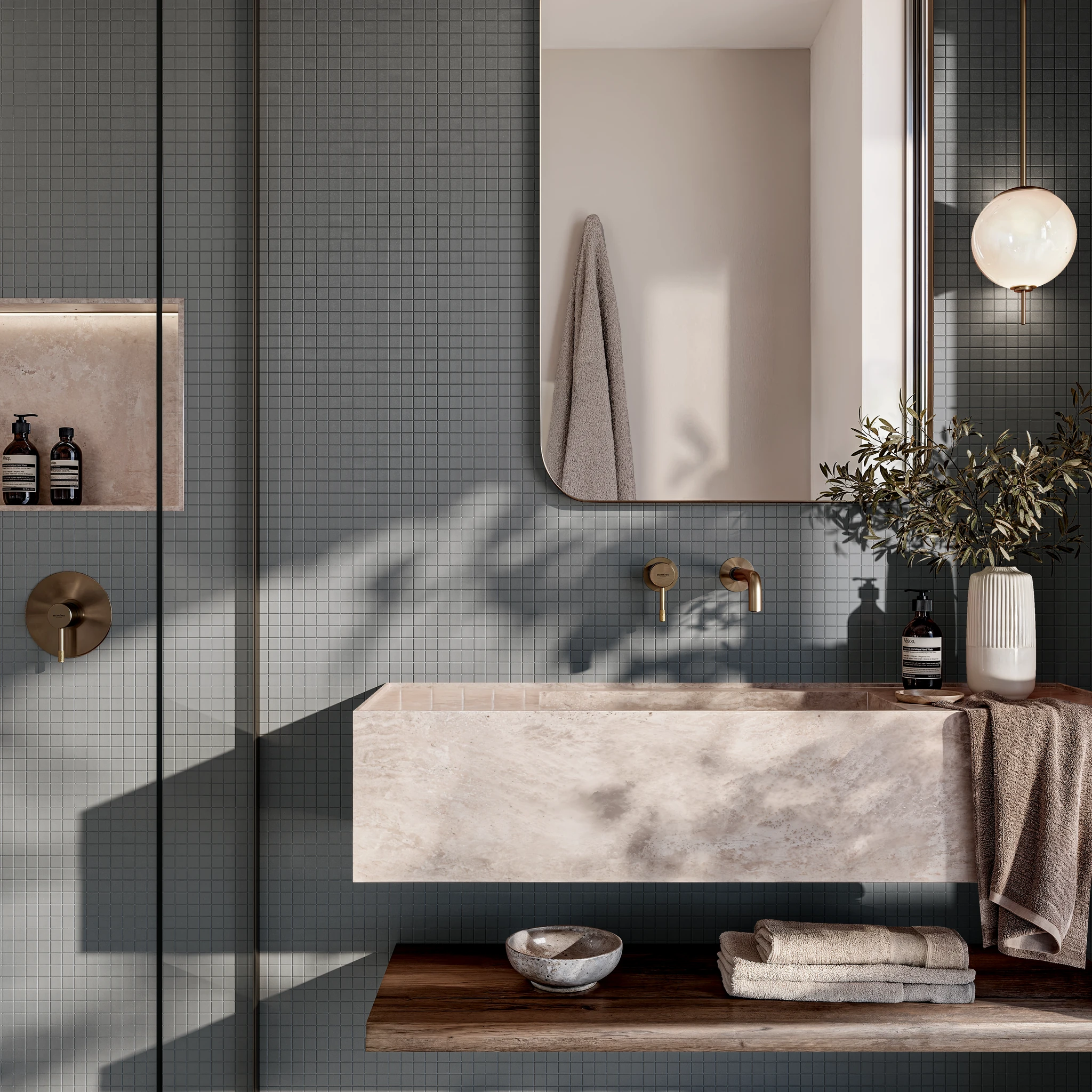 Cubix Dark Grey 1x1 Porcelain Tile Indoor Flooring visualization by Ceragres