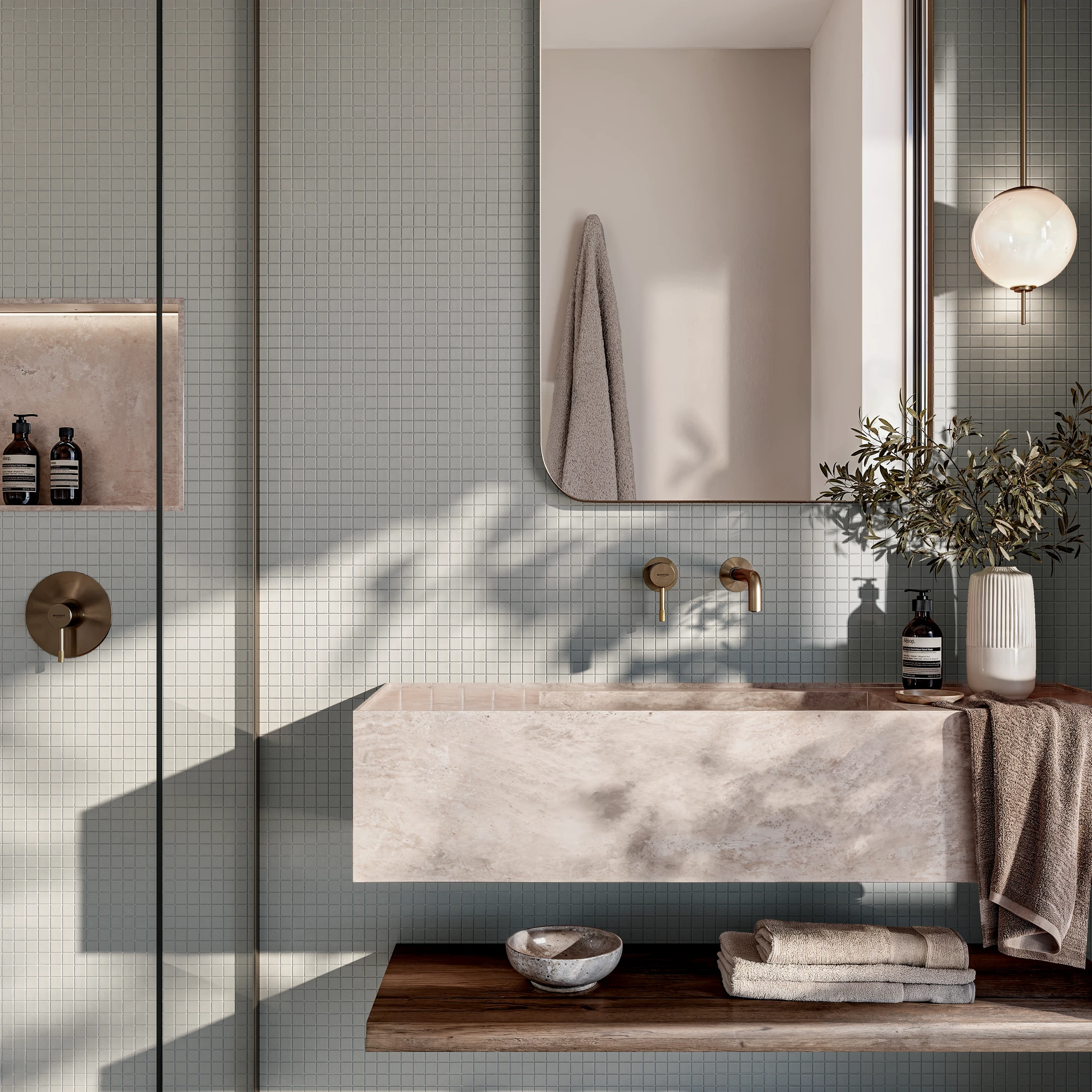 Cubix Light Grey 1x1 Porcelain Tile Indoor Flooring visualization by Ceragres
