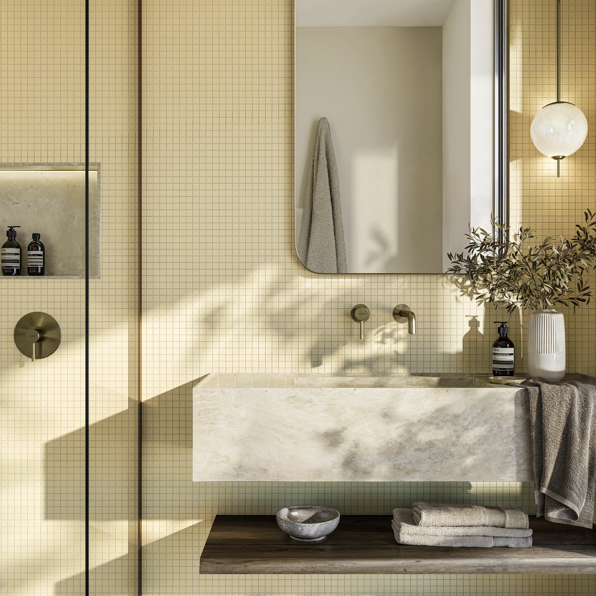 Cubix Yellow 1x1 Porcelain Tile Indoor Flooring visualization by Ceragres