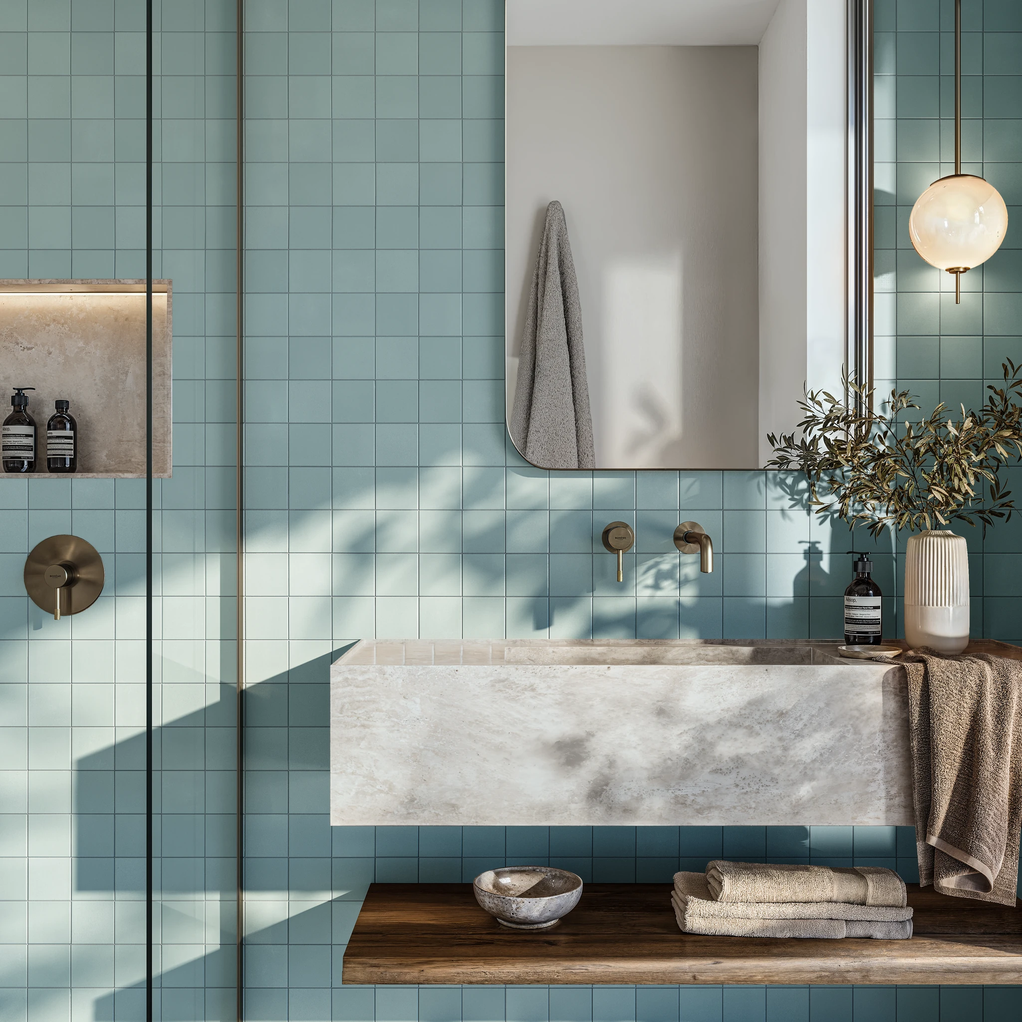 Topcer Turquoise 4x4 Porcelain Tile Countertop visualization by Ceragres
