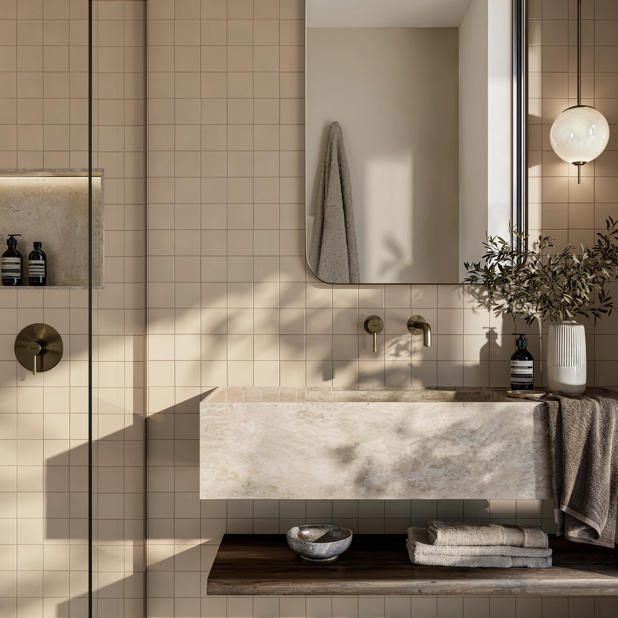 Topcer Yellow 4x4 Porcelain Tile Countertop visualization by Ceragres