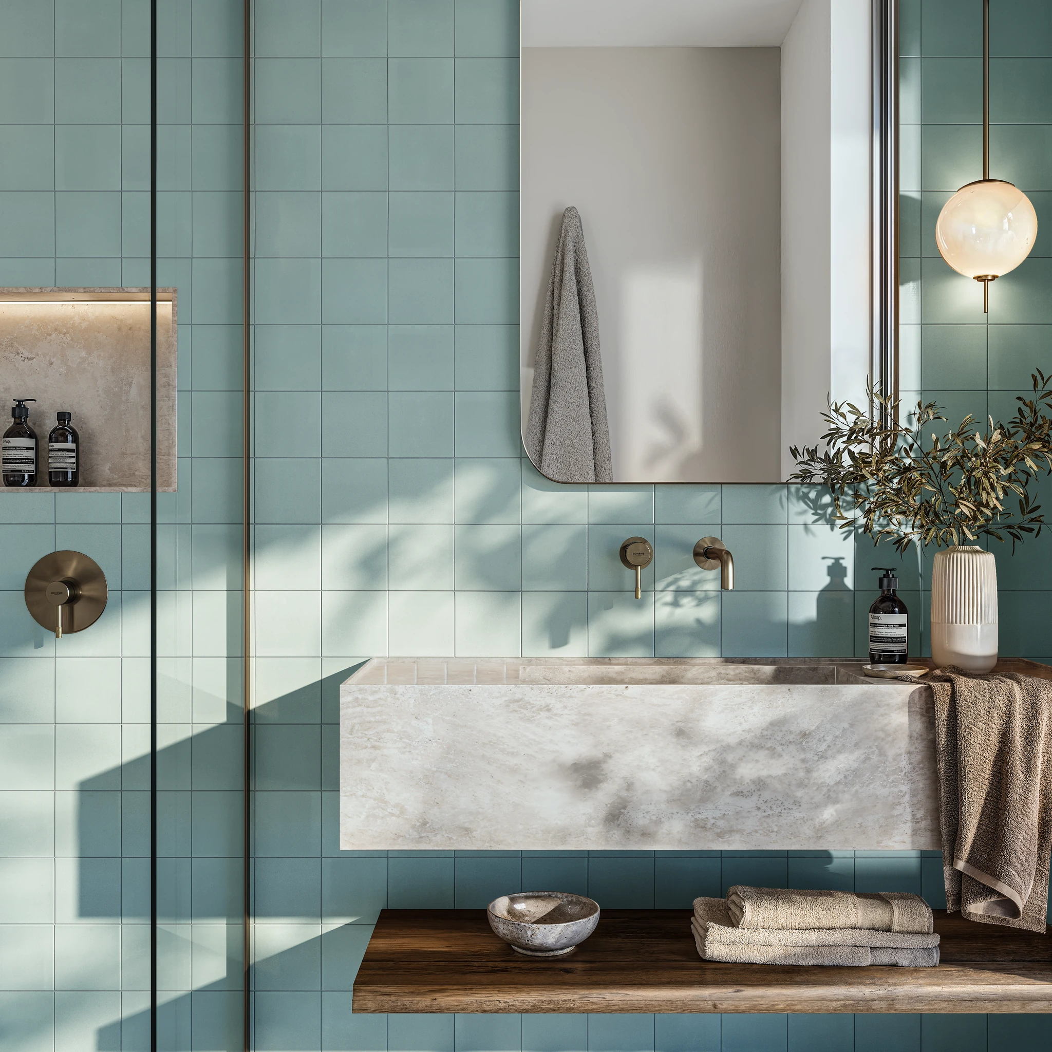 Topcer Turquoise 6x6 Porcelain Tile Countertop visualization by Ceragres