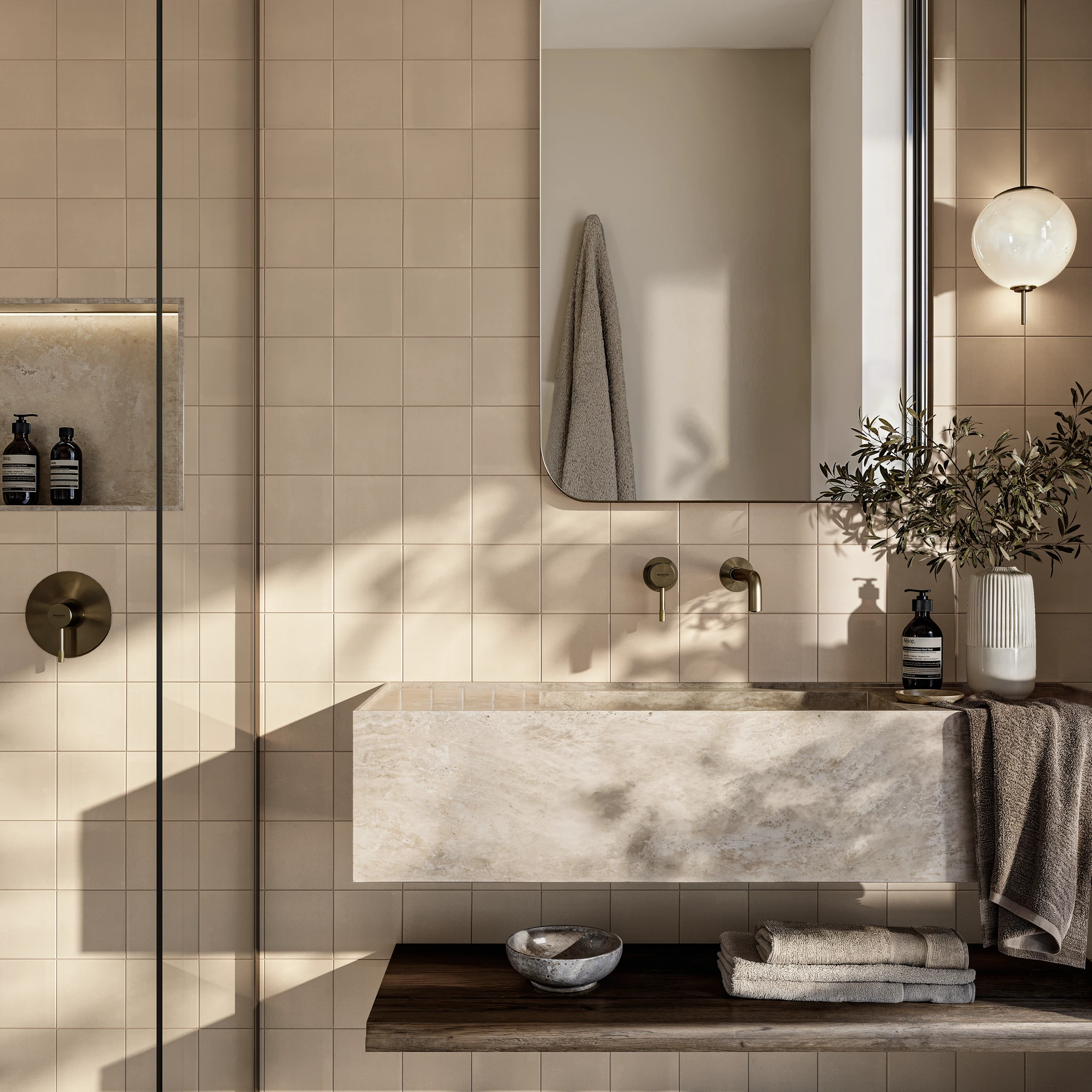 Topcer Yellow 6x6 Porcelain Tile Countertop visualization by Ceragres