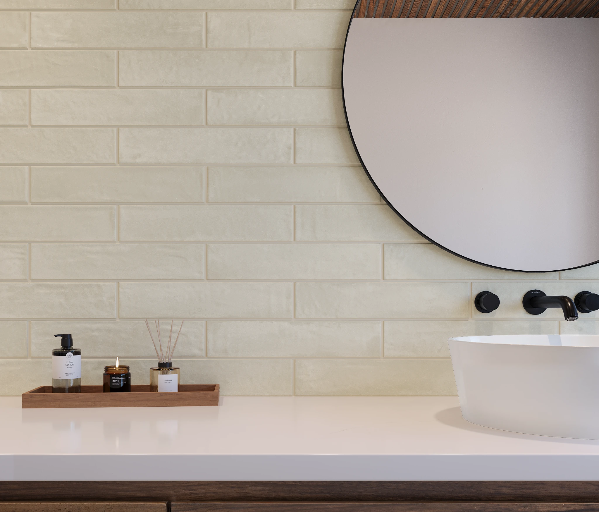 MILE®stone 4Earth Biscuit 3x12 Stagger 50% Flooring visualization by MILE®stone