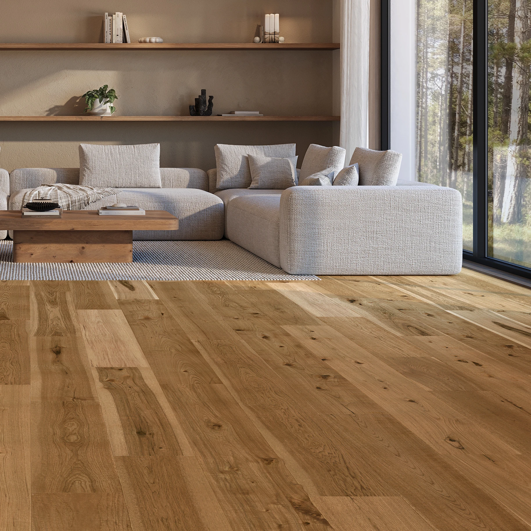 Cherokee Hickory - Cumberland 9.5" Wood Floor Indoor Flooring visualization by Denali Hardwood Floors