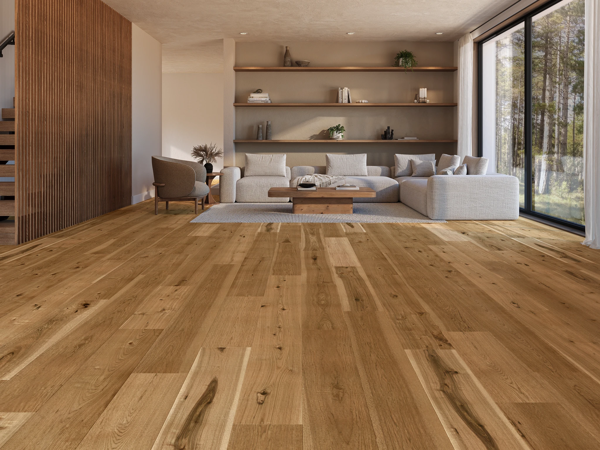 Cherokee Hickory - Cumberland 9.5" Wood Floor Indoor Flooring visualization by Denali Hardwood Floors