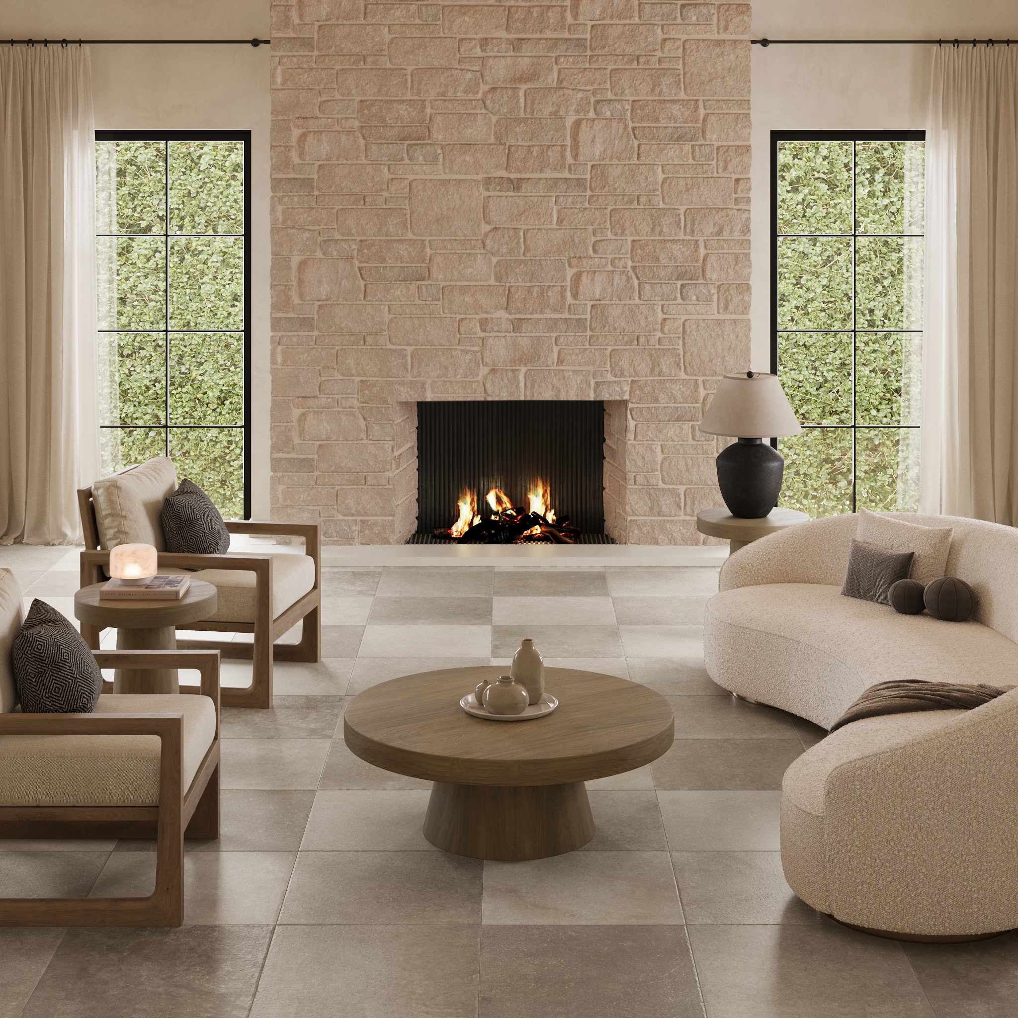Chantilly Melange de Nuit 24x24 Porcelain Tile Indoor Flooring visualization by Ceragres