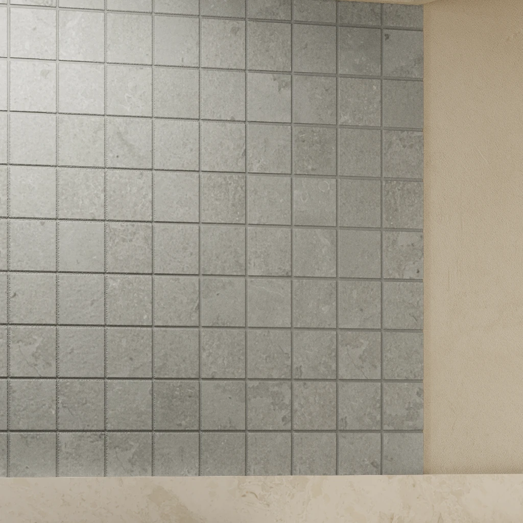 Ecostone Fossil Cross Cut Matte (2x2) Mosaic Porcelain Tile Flooring visualization by MILE®stone