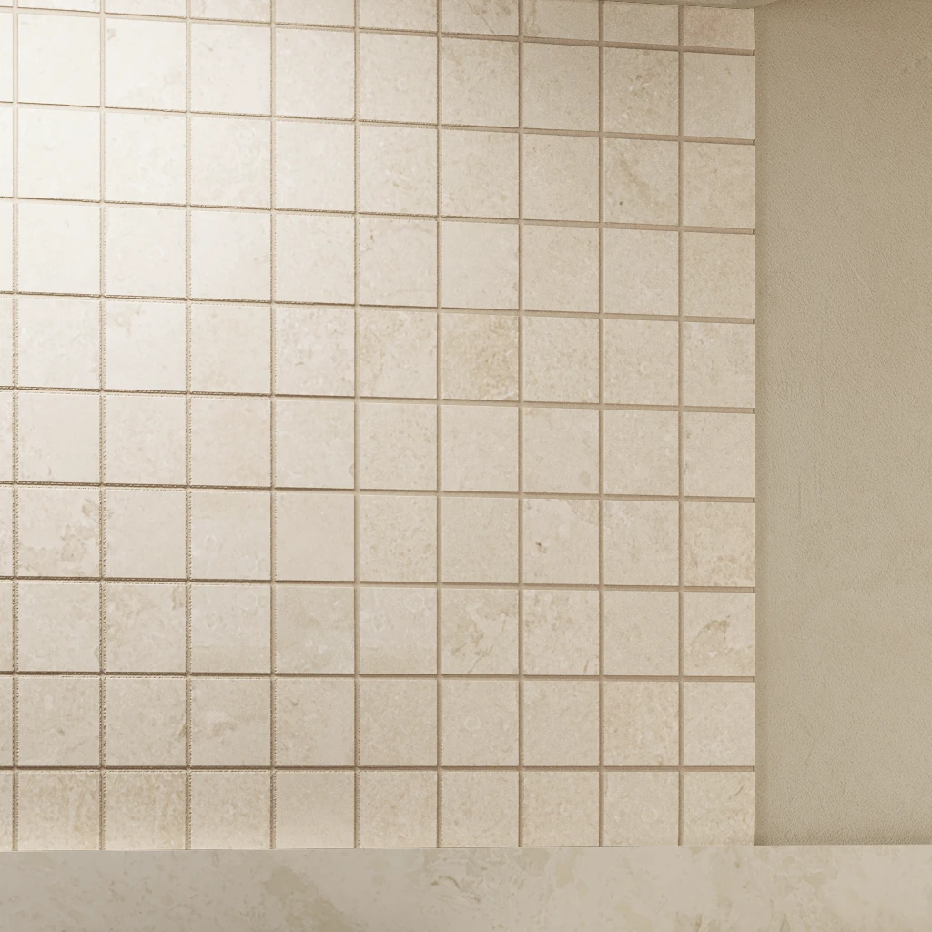 Ecostone Jute Cross Cut Matte (2x2) Mosaic Porcelain Tile Flooring visualization by MILE®stone
