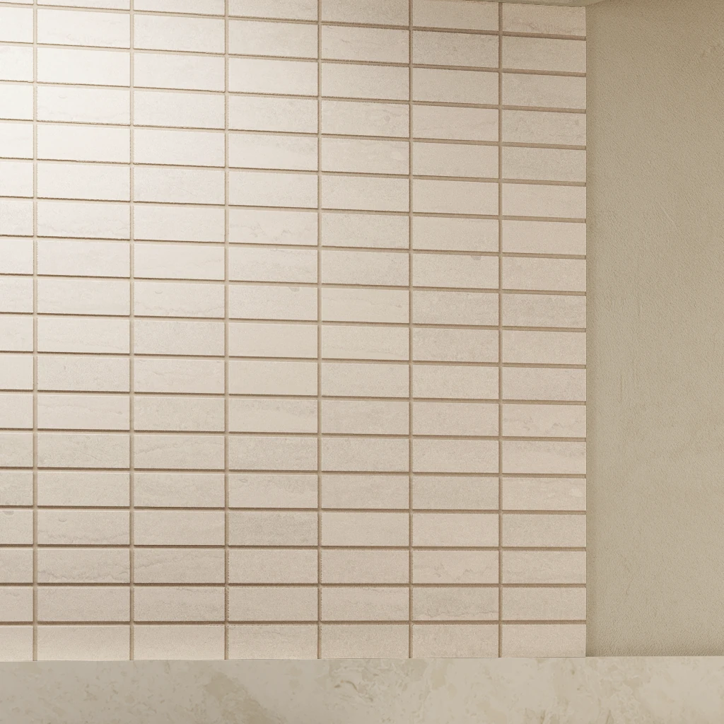 Ecostone Jute Vein Cut Matte (1x3) Mosaic Porcelain Tile Flooring visualization by MILE®stone