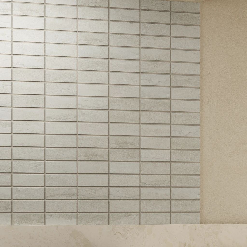 Ecostone Mist Vein Cut Matte (1x3) Mosaic Porcelain Tile Flooring visualization by MILE®stone