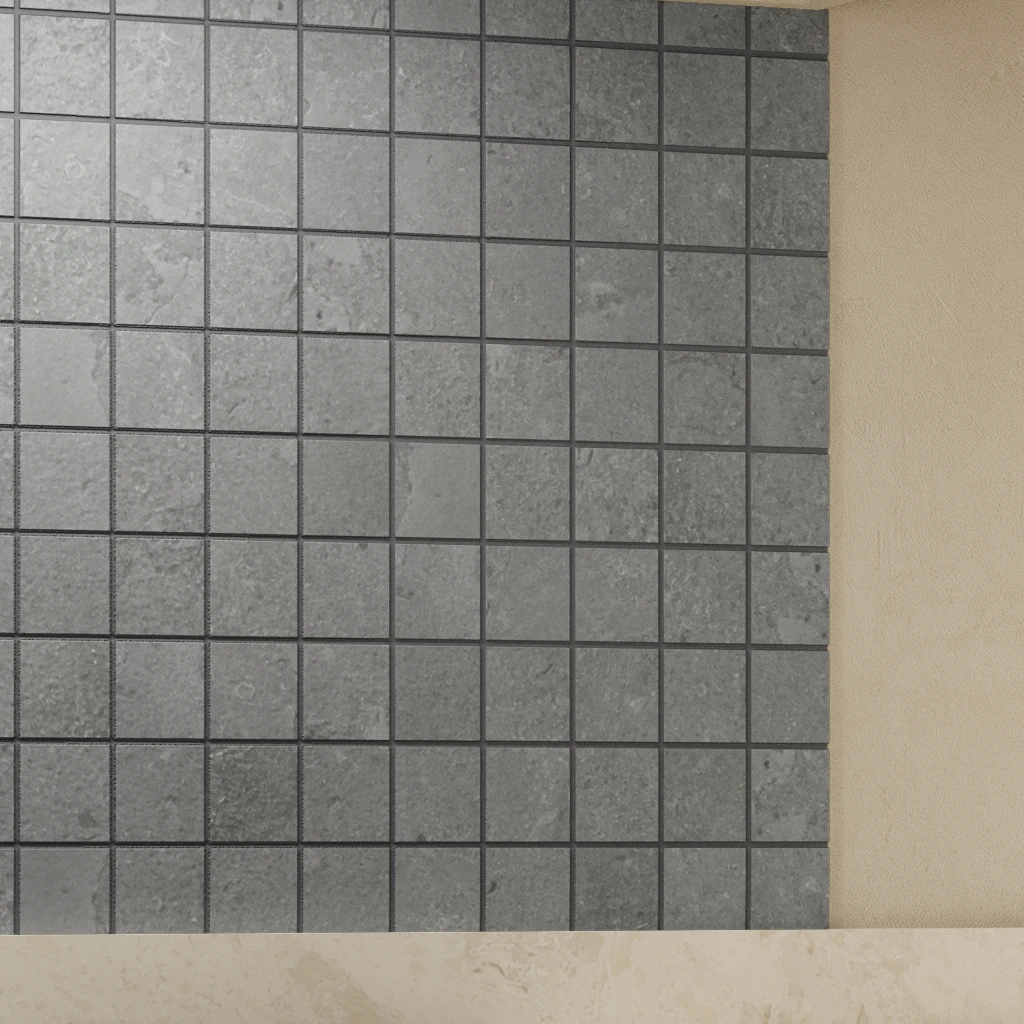Ecostone Pumice Cross Cut Matte (2x2) Mosaic Porcelain Tile Flooring visualization by MILE®stone