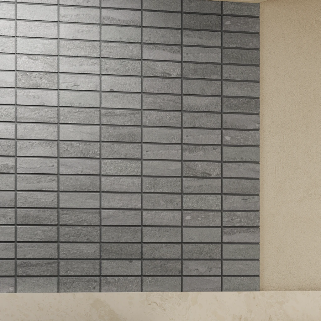 Ecostone PuMice Vein Cut Matte (1x3) Mosaic Porcelain Tile Flooring visualization by MILE®stone