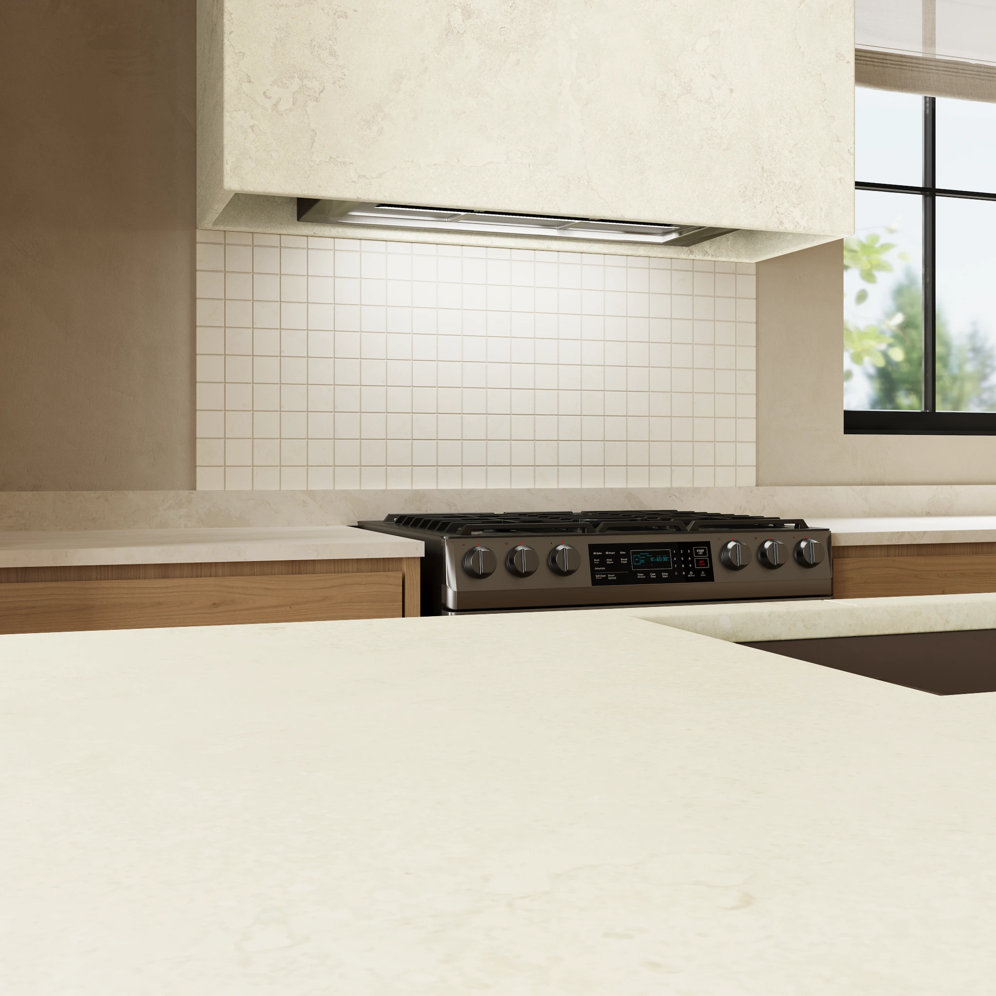 Ecostone Fog Cross Cut Matte (32x96) Porcelain Tile Flooring visualization by MILE®stone