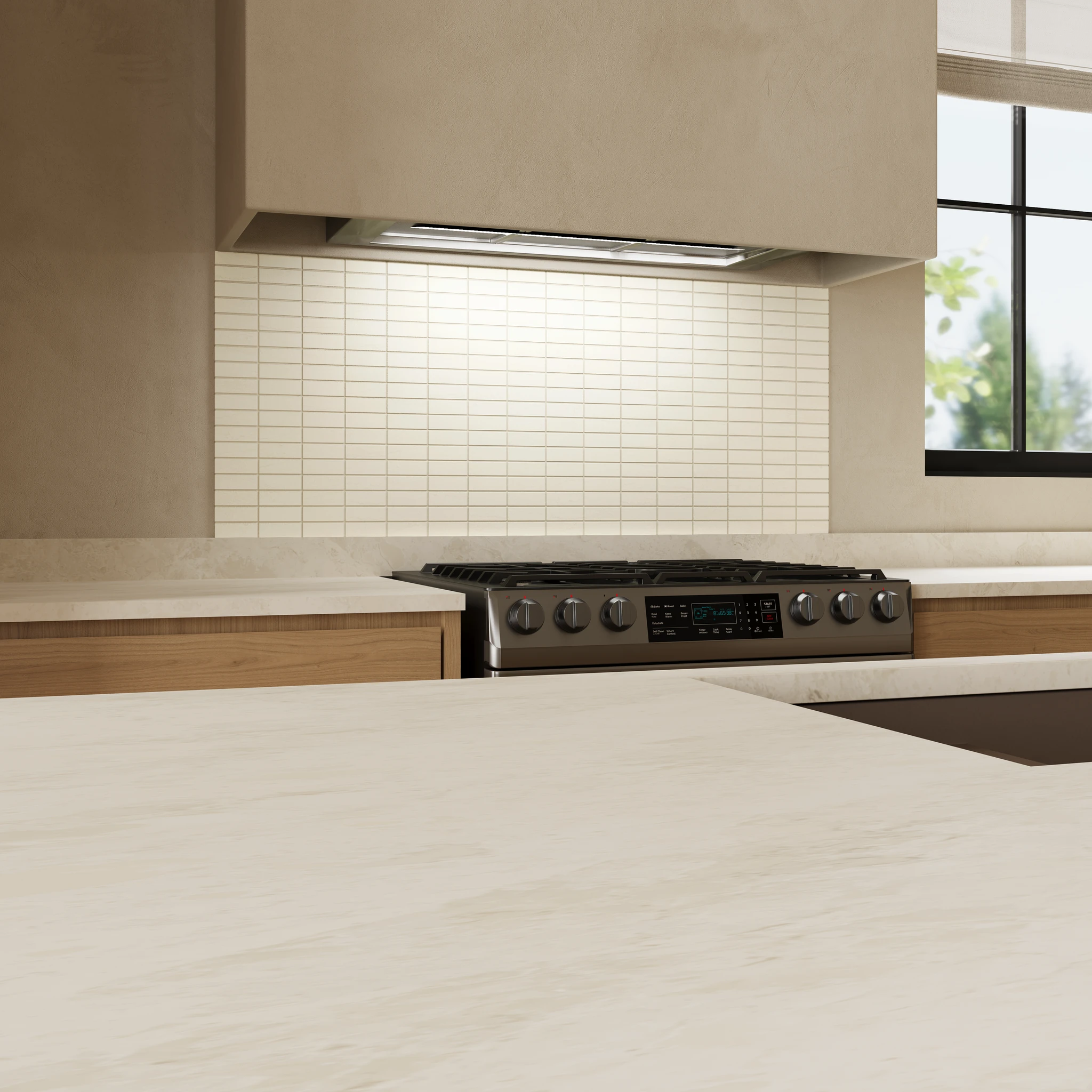 Ecostone Fog Vein Cut Matte (1x3) Mosaic Porcelain Tile Flooring visualization by MILE®stone