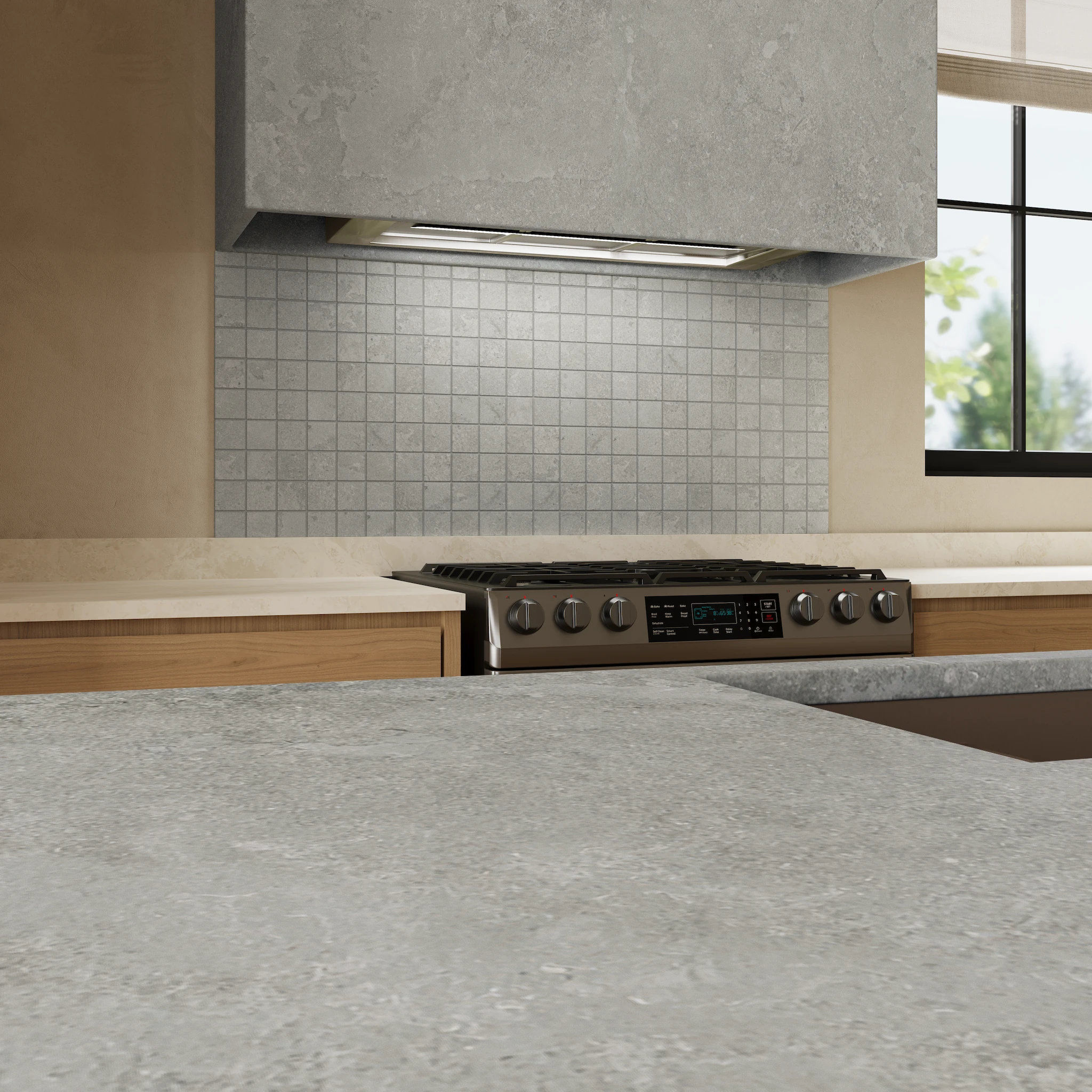 Ecostone Fossil Cross Cut Matte (2x2) Mosaic Porcelain Tile Flooring visualization by MILE®stone
